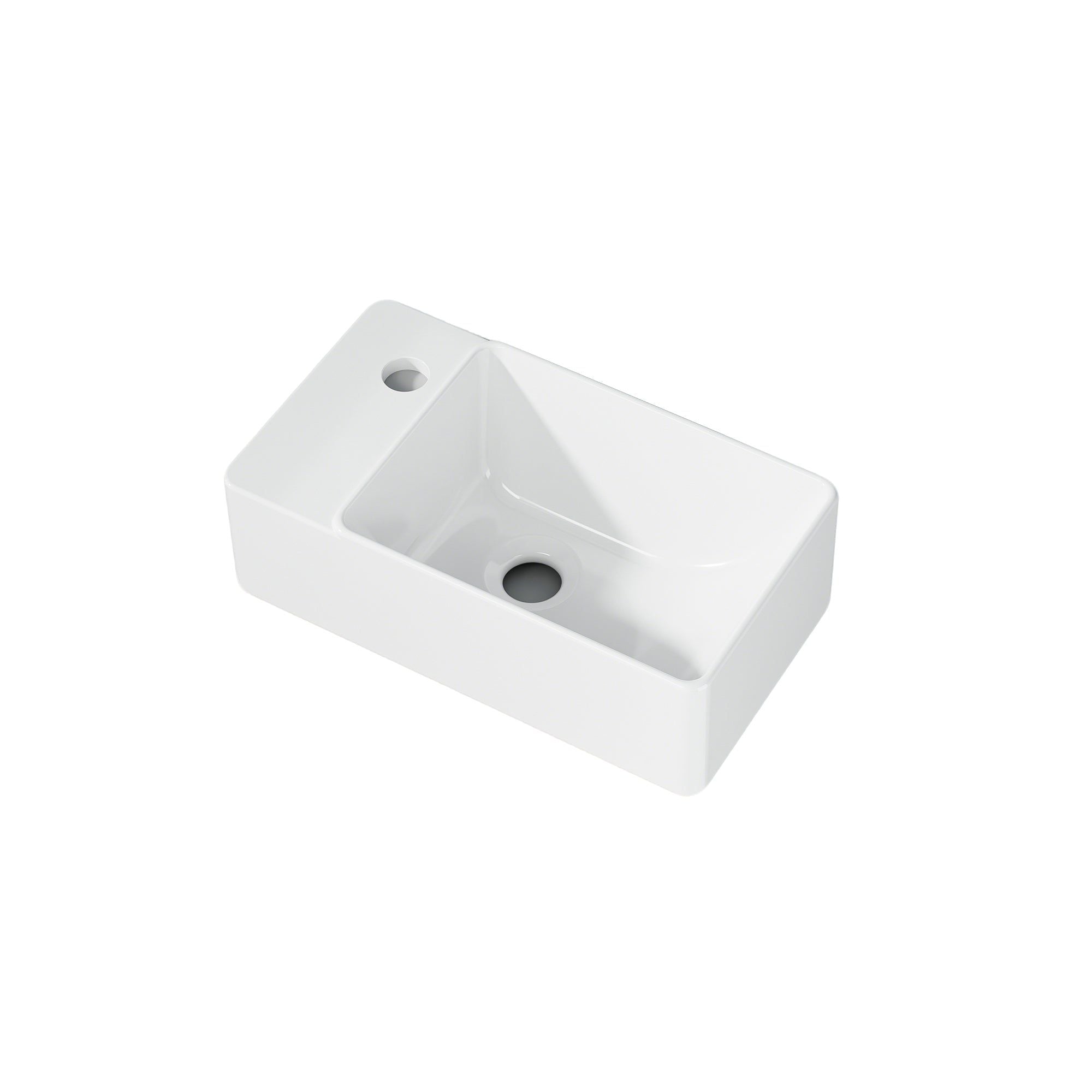 Vasque lave-mains rectangulaire blanc compact 40x22cm, idéal pour petit espace.