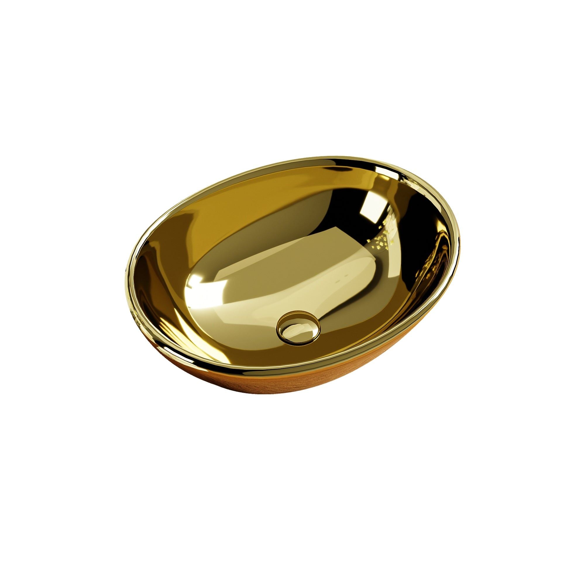 Lavabo ovale doré (41,5 x 33,5 cm), finition brillante