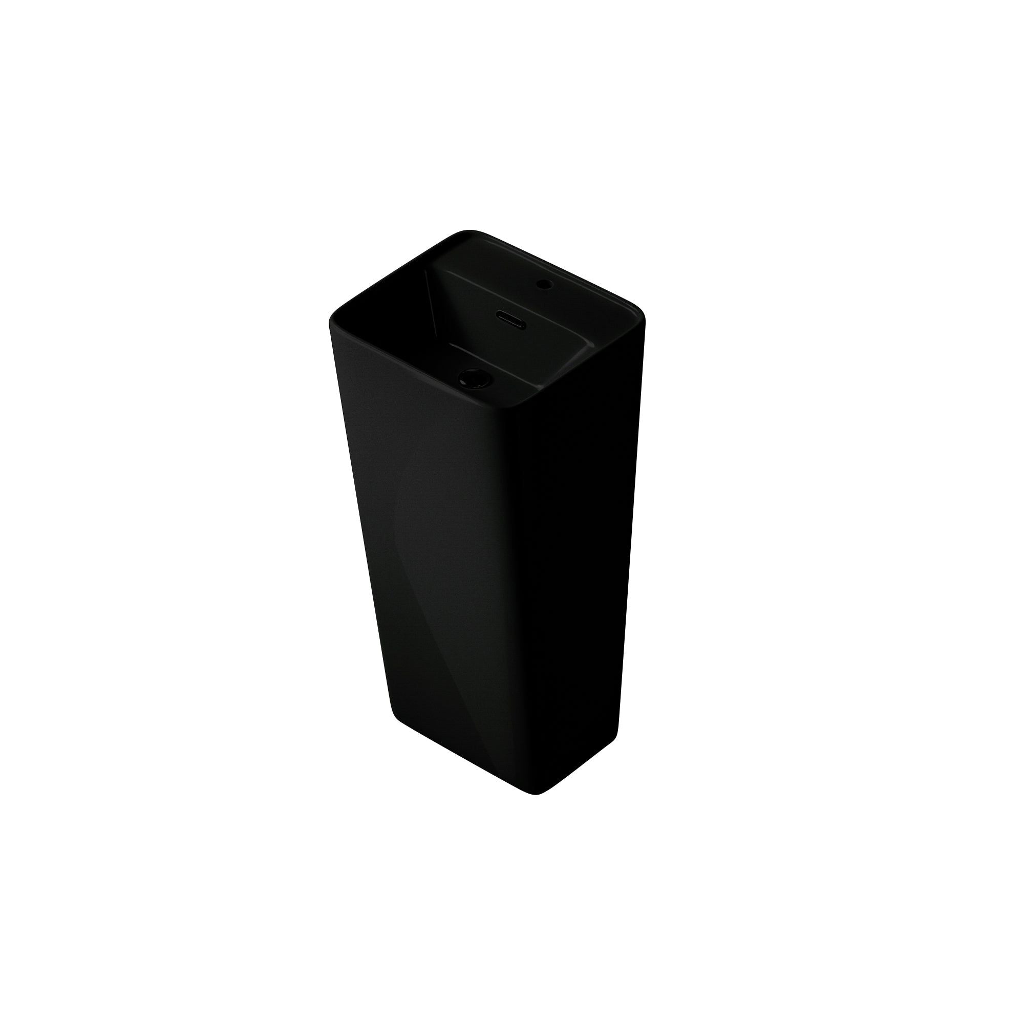 Lavabo Totem Noir Carré : Lavabo sur colonne carré noir, design de salle de bain moderne