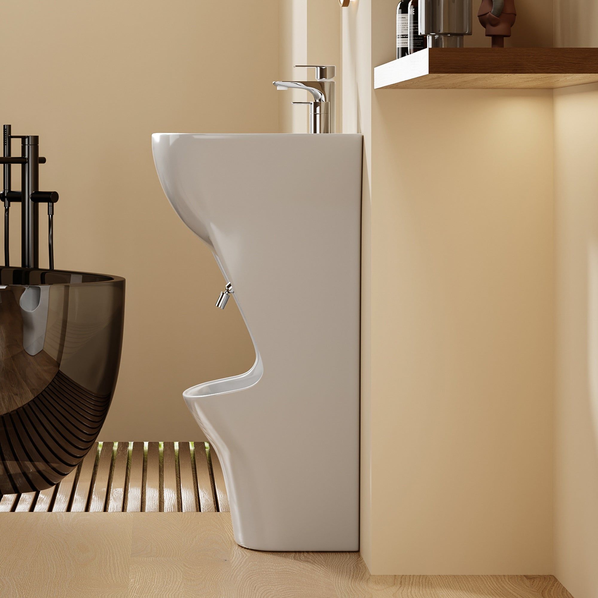 Lavabo d’ablutions Beyrouth design arrondi avec porte-savon intégré