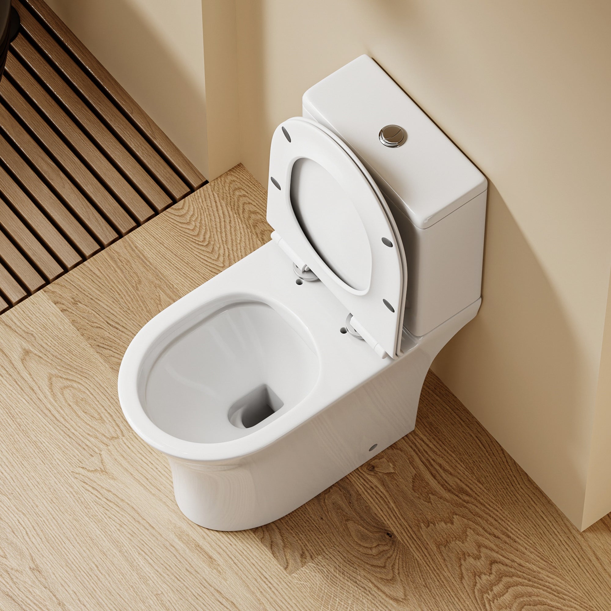 WC à poser sans bride sortie horizontale (63x34x76cm) - Design rectiligne blanc TUFO