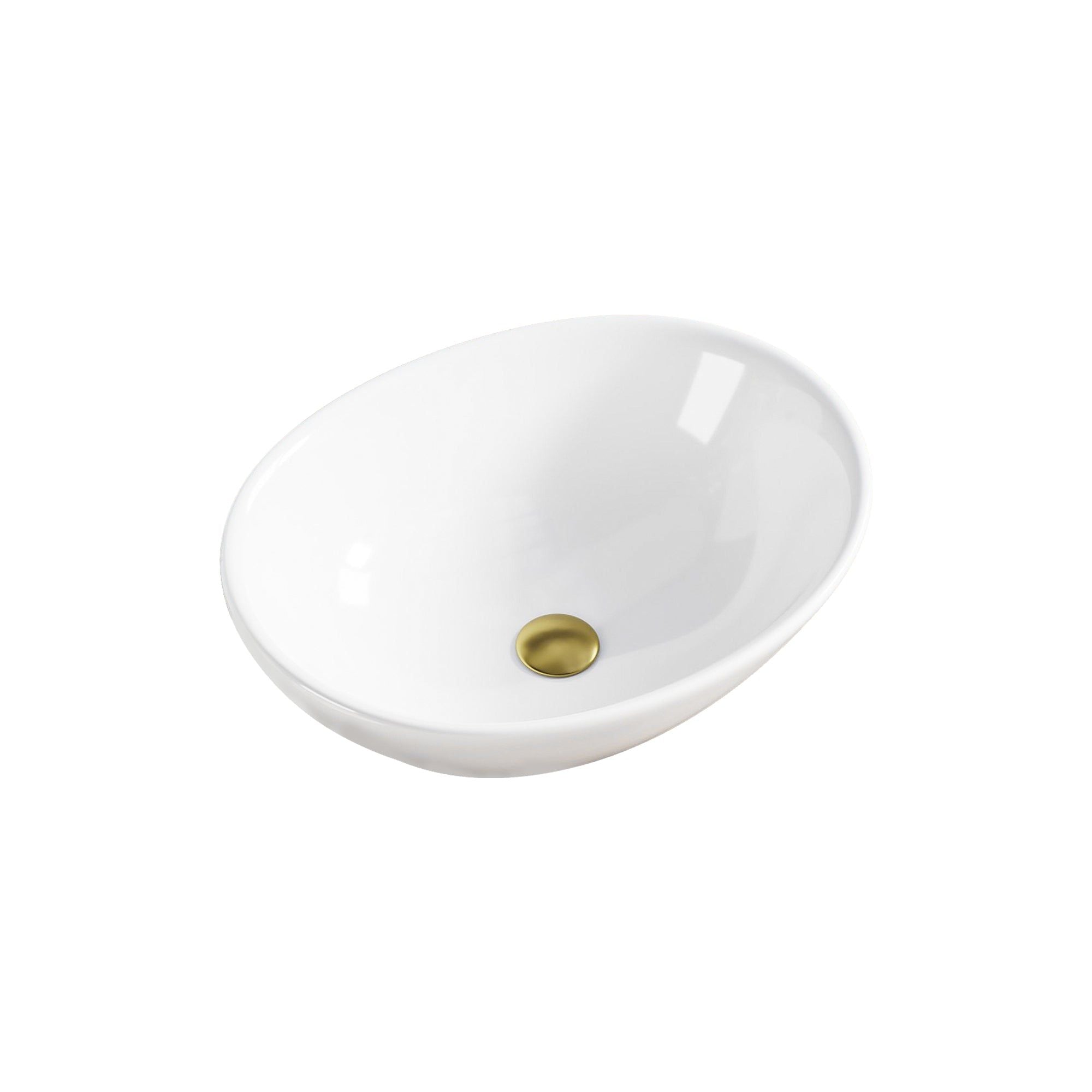 Vasque ovale en céramique blanche (41,5 x 33,5 cm)