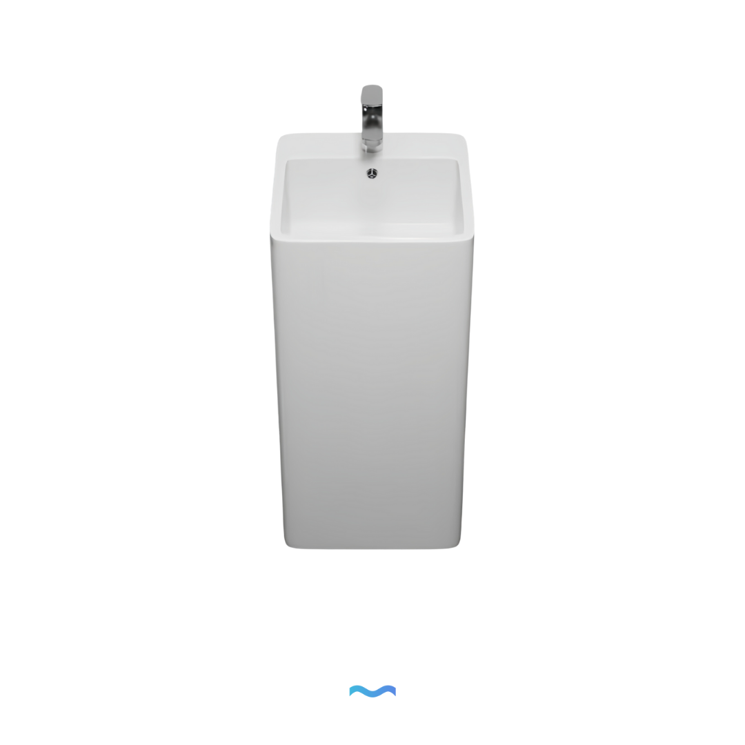 Lavabo Totem blanc carrée arrondie