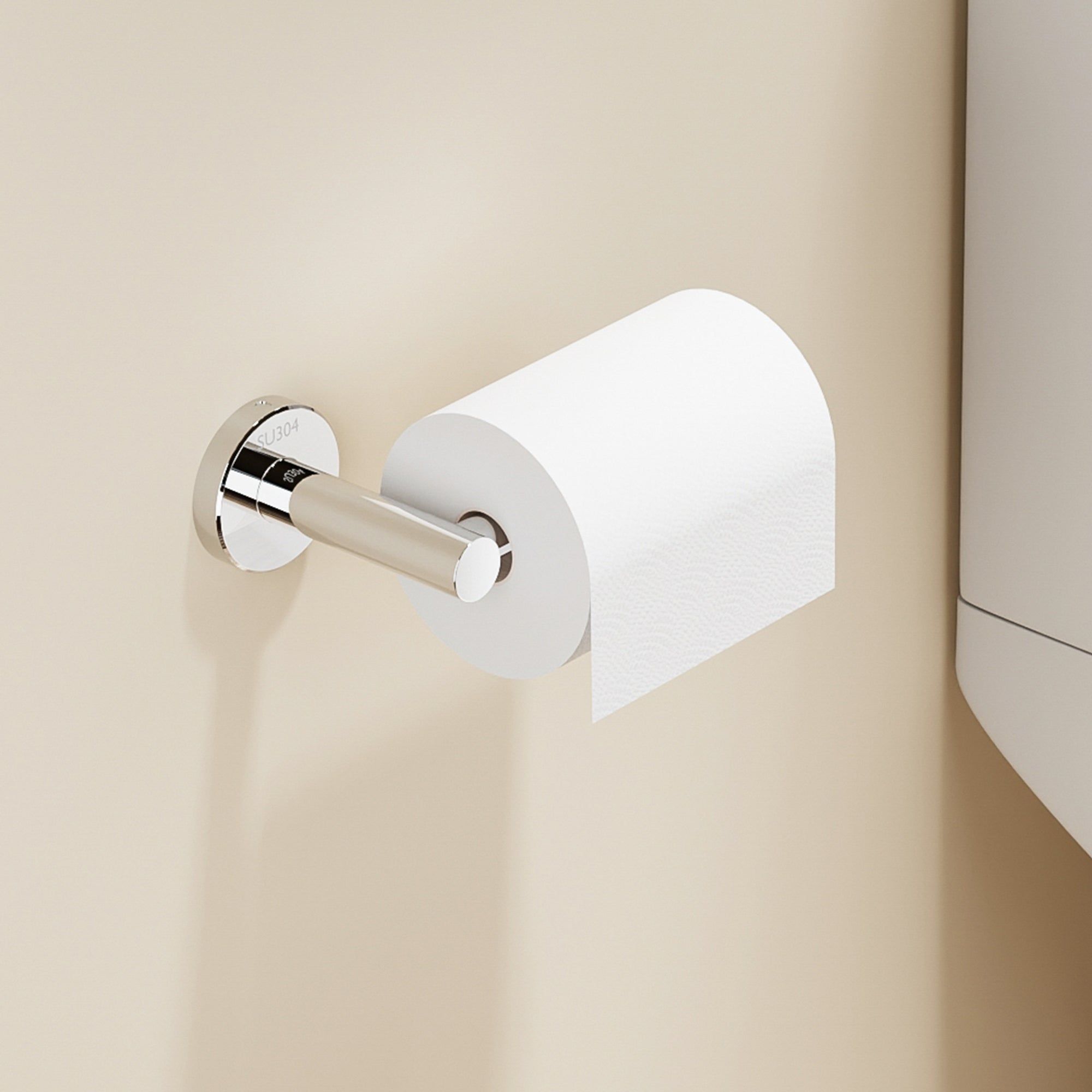 Porte-rouleau papier toilette mural en acier inoxydable, finition chromée