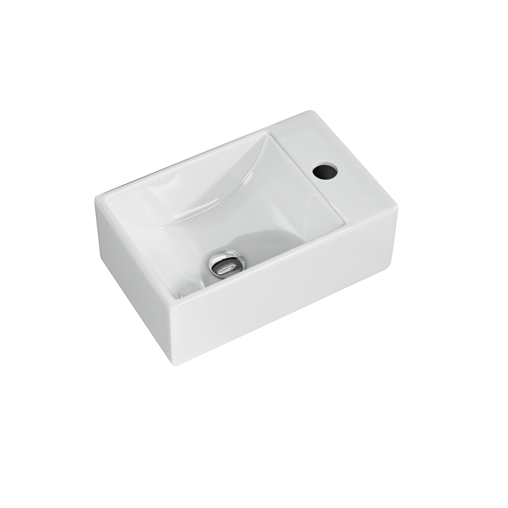 Mini lavabo mural blanc (30*19*11cm), vasque rectangulaire en céramique avec trou pour robinetterie simple