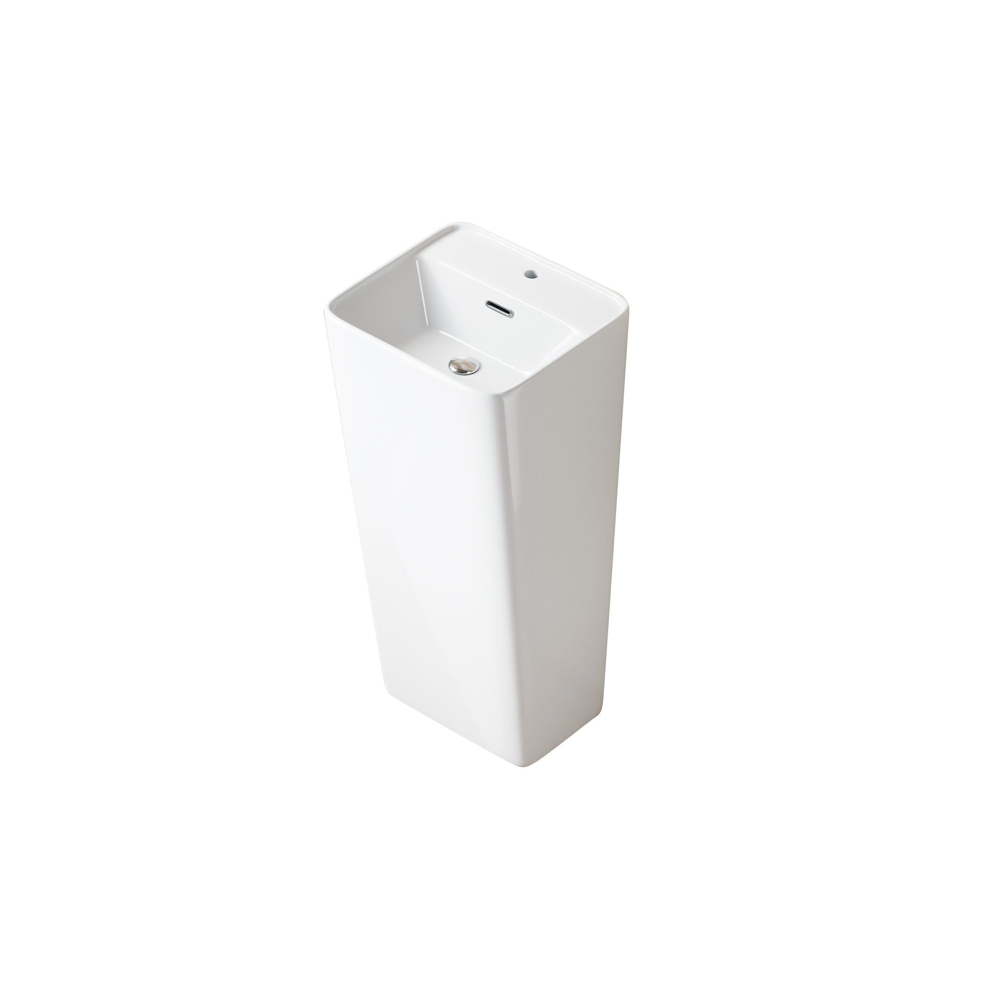 Lavabo Totem Blanc Carré : Lavabo sur pied carré blanc moderne