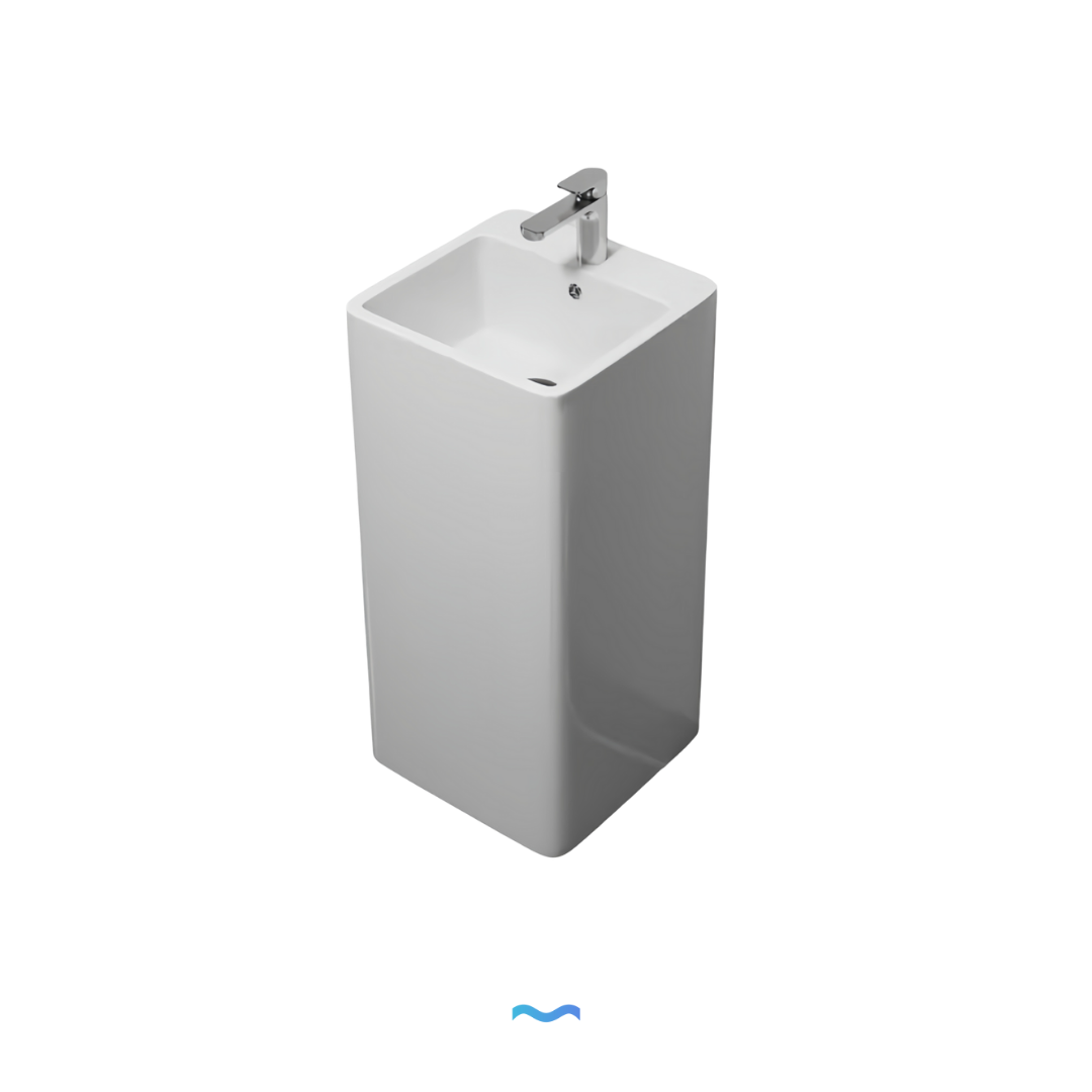 Lavabo Totem blanc carrée arrondie