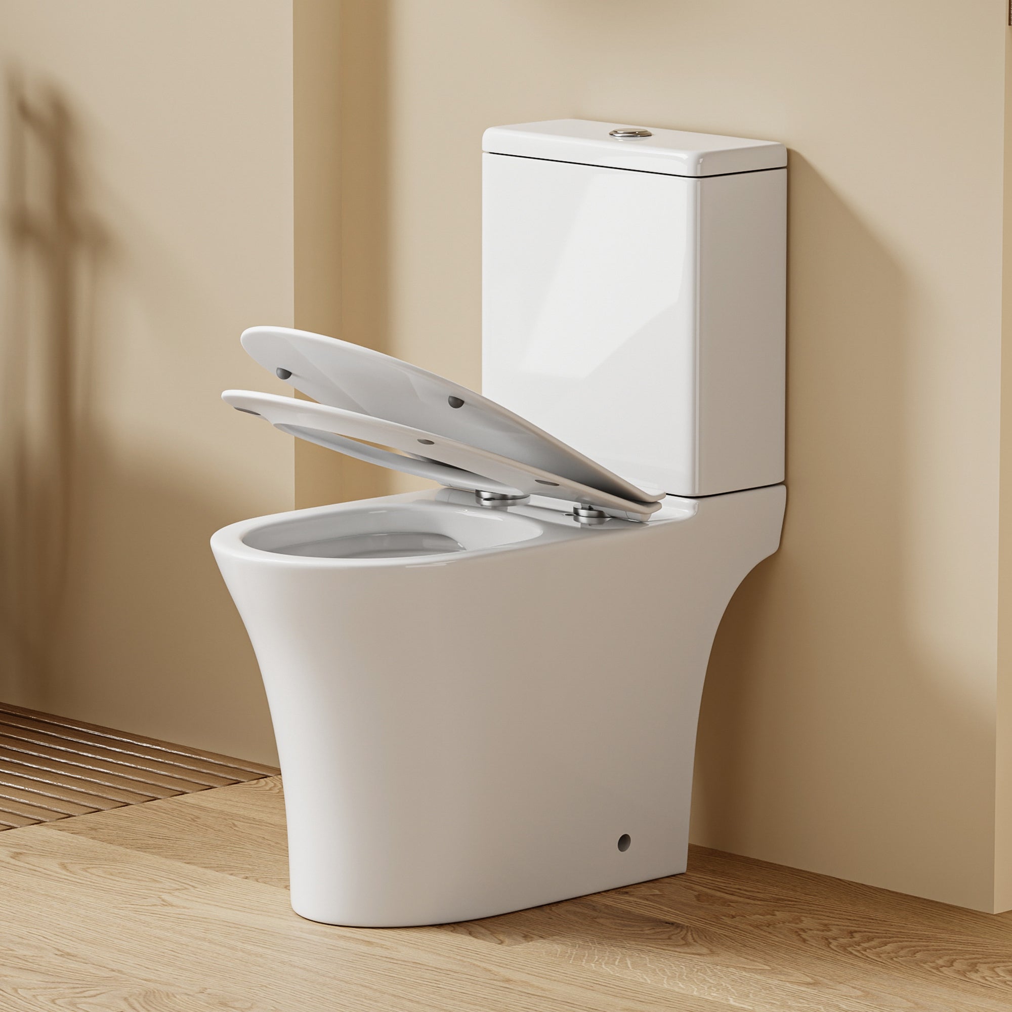 WC à poser sans bride sortie horizontale (63x34x76cm) - Design rectiligne blanc TUFO