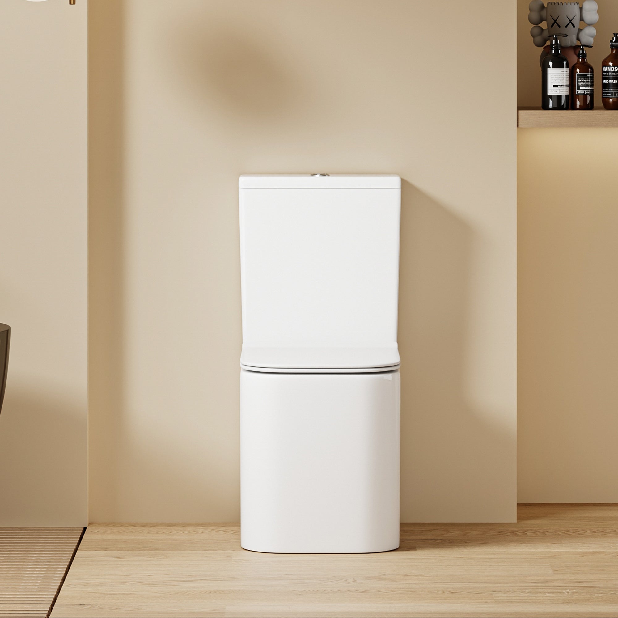 WC à poser sans bride sortie horizontale (63x38x82cm) - Design carré blanc OLIVE