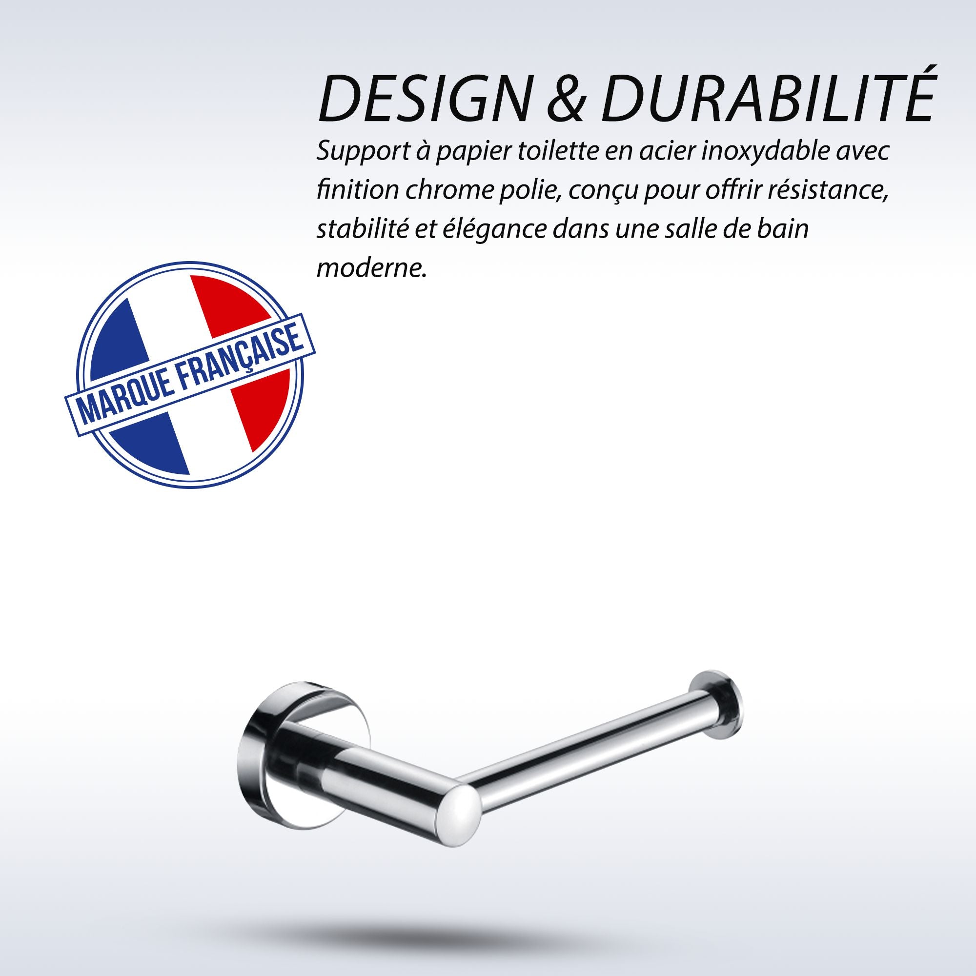 Porte-rouleau papier toilette mural en acier inoxydable chromé brillant