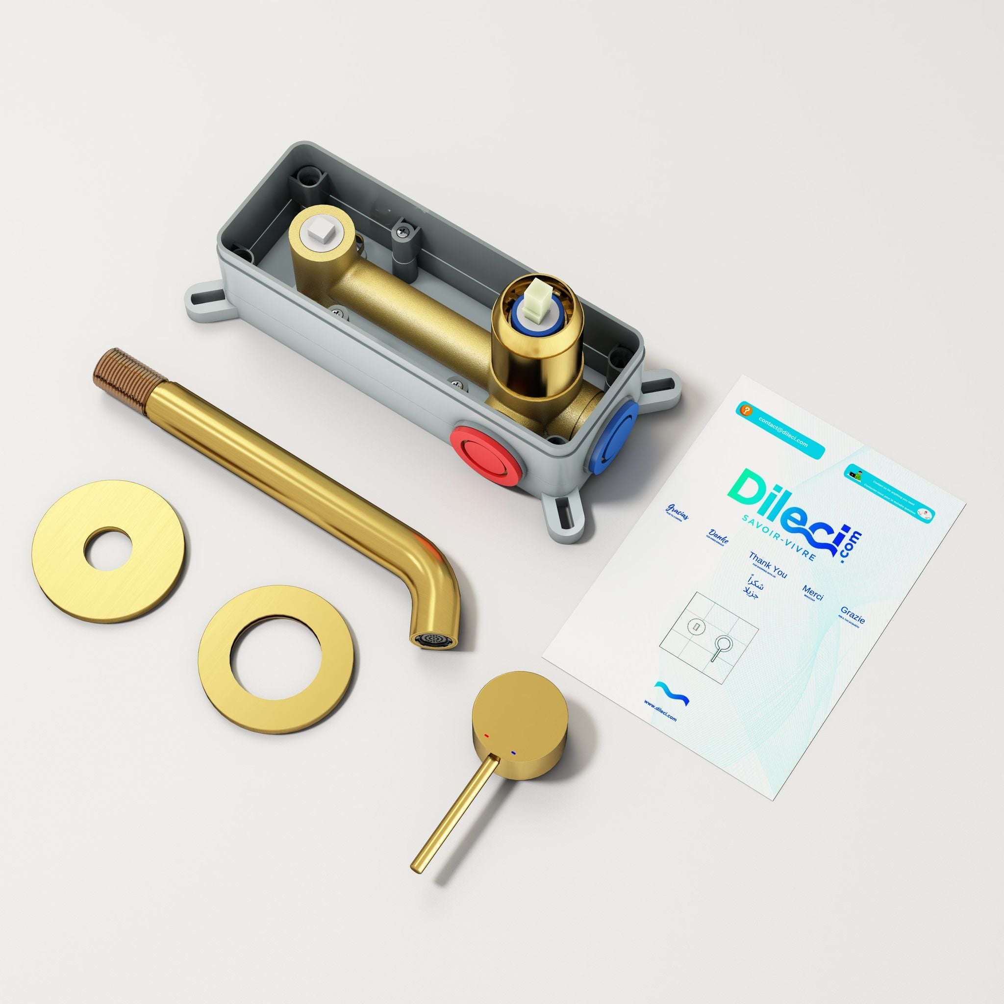 Robinet encastrable à bec - finition or