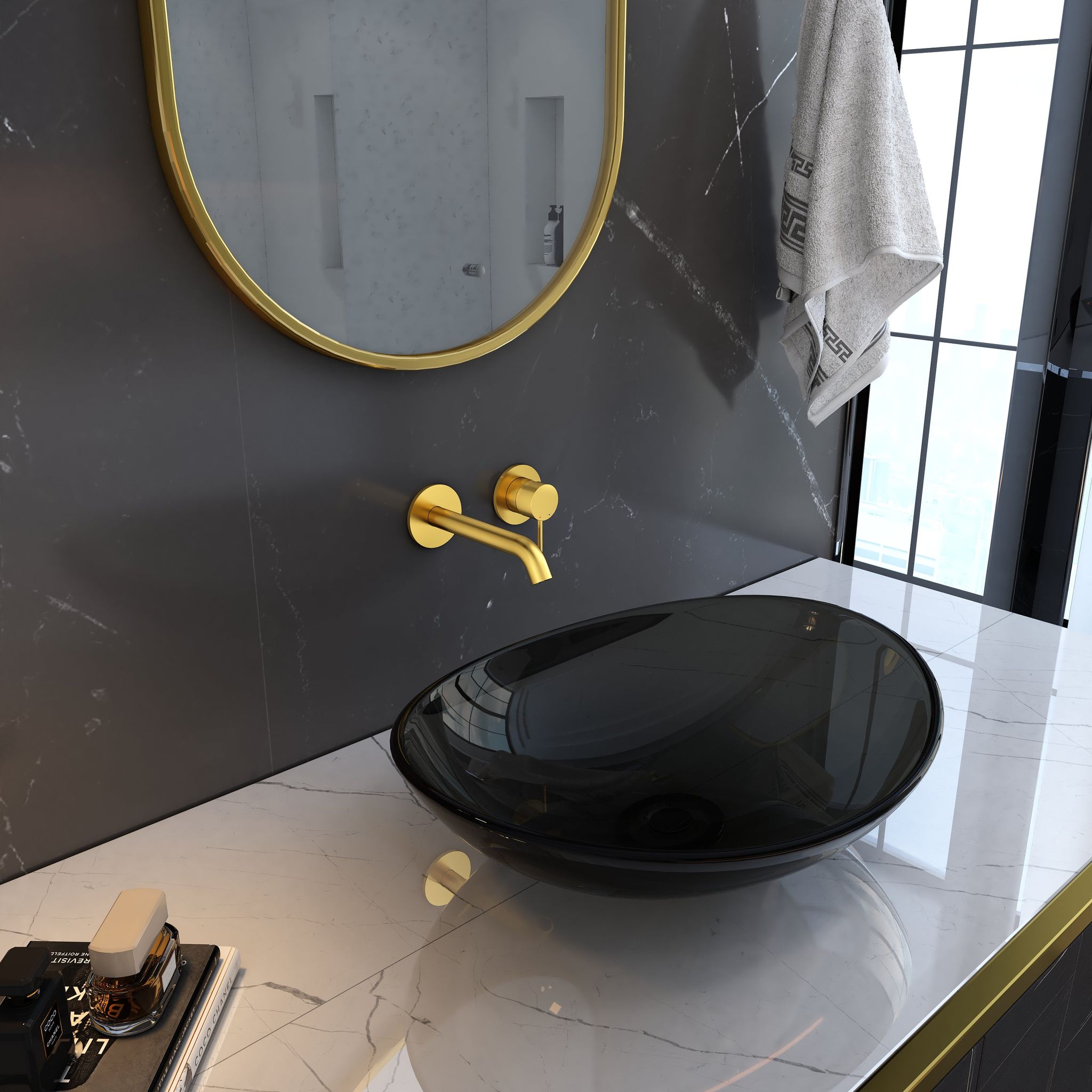 Robinet encastrable à bec - finition or