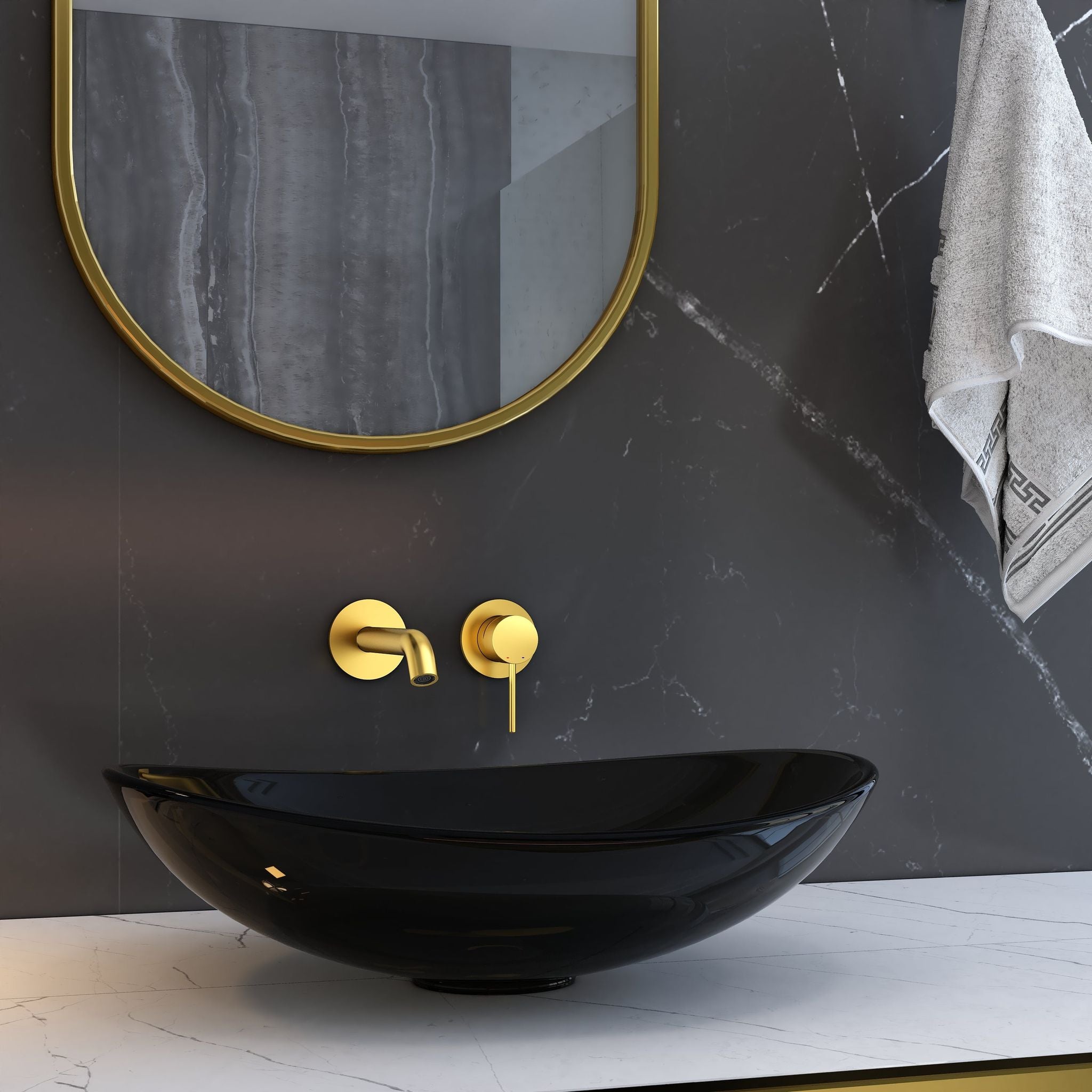 Robinet encastrable à bec - finition or