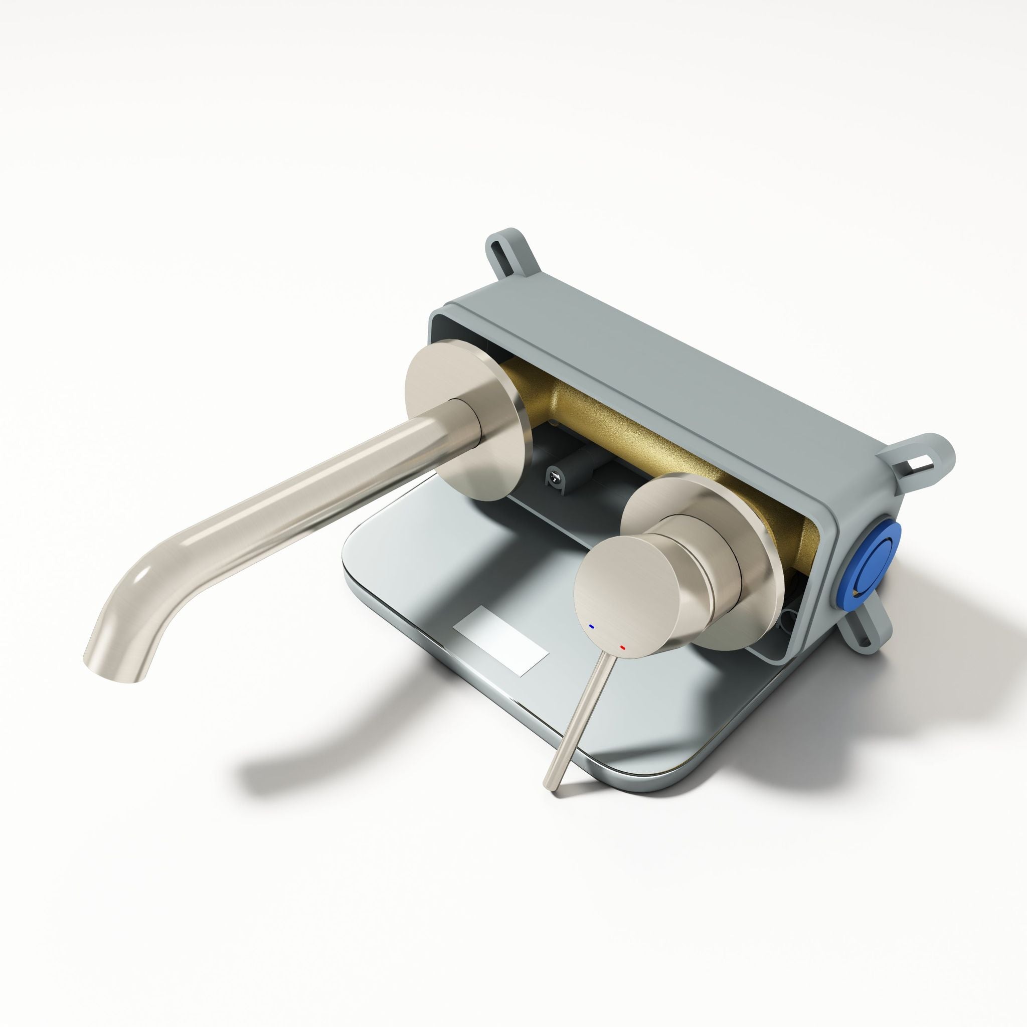 Robinet encastrable à bec – Finition nickel brossé/Chrome