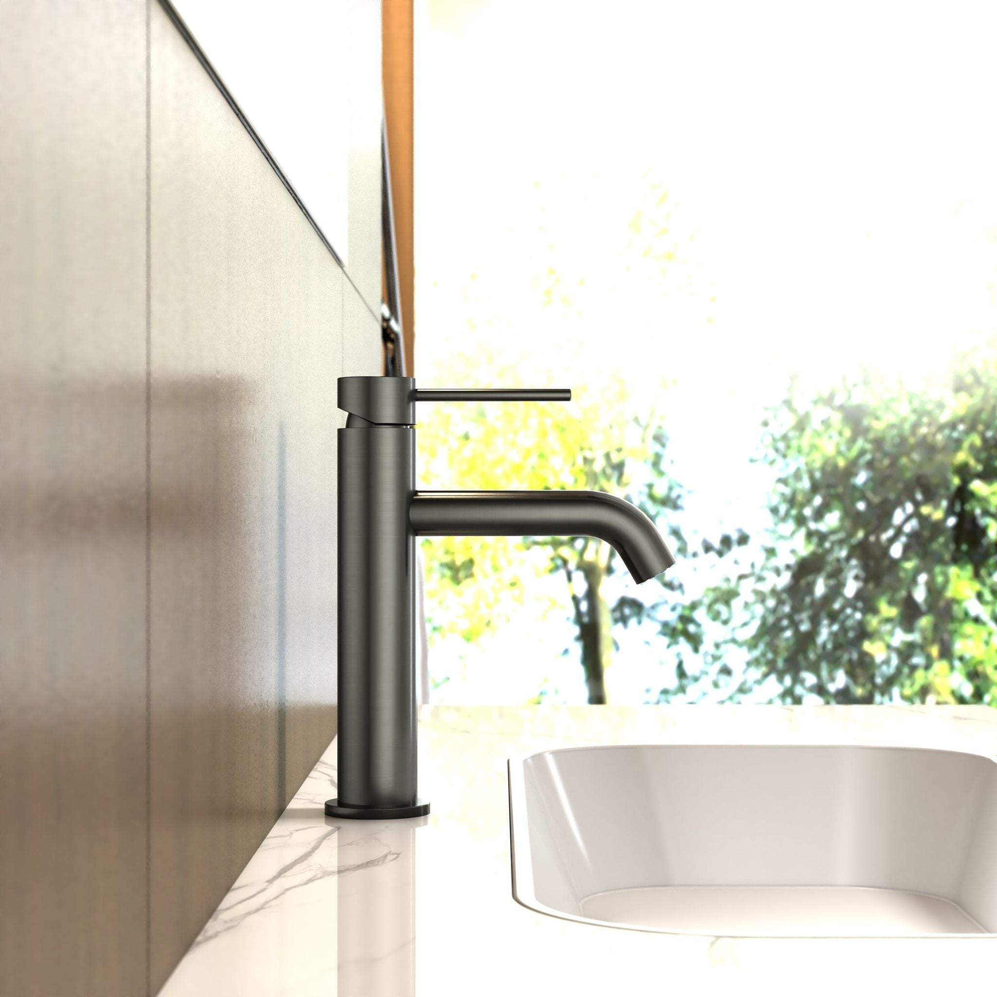 Robinet à bec pour salle de bain couleur gris metallisé