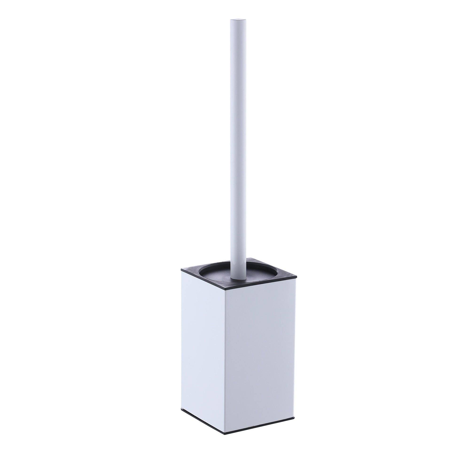 Brosse WC carrée blanche avec couvercle, design moderne et hygiène
