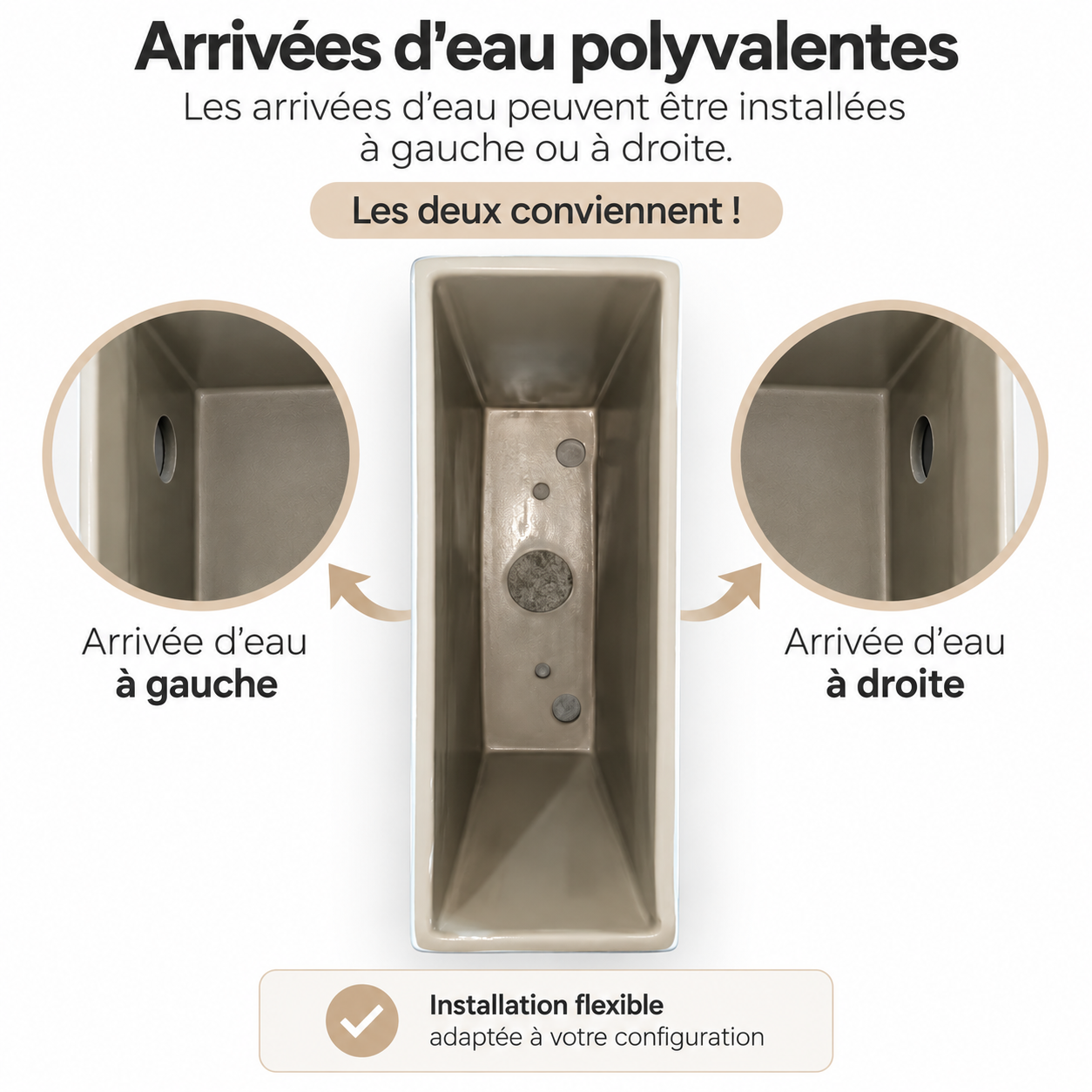 WC à poser avec lave-mains intégré 2-en-1 sans bride sortie horizontale (67x39x84,5cm) - Design carré blanc ANTHONY