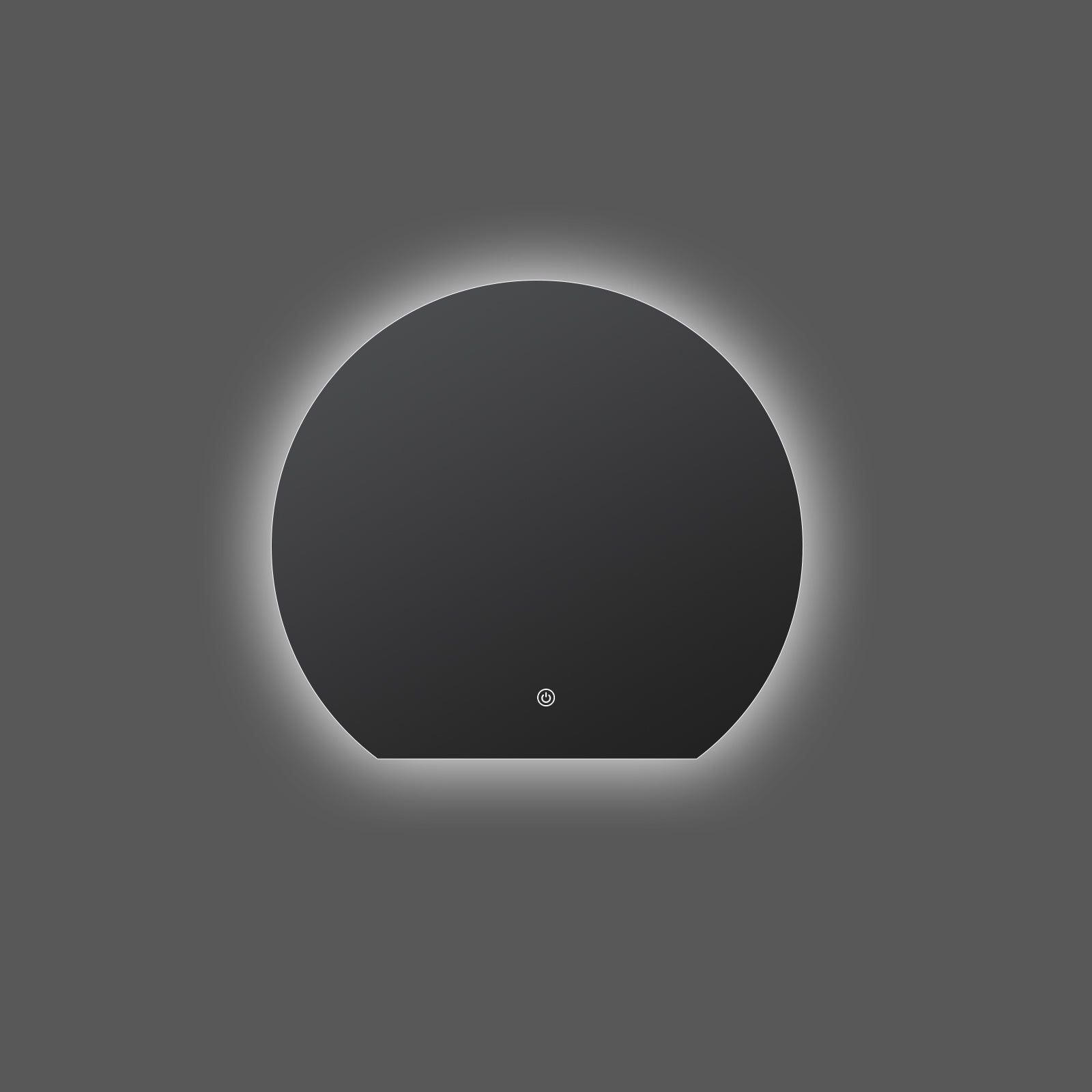 Miroir LED Design coupé 54x60 cm : Miroir de salle de bain moderne demi-cercle éclairé par LED, 54x60cm