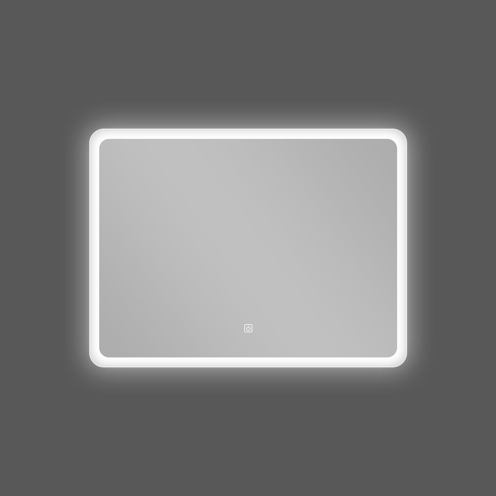 Miroir LED rectangulaire 80x60 cm : Miroir de salle de bain LED rectangulaire avec bord dépoli, éclairé pour une luminosité optimale.