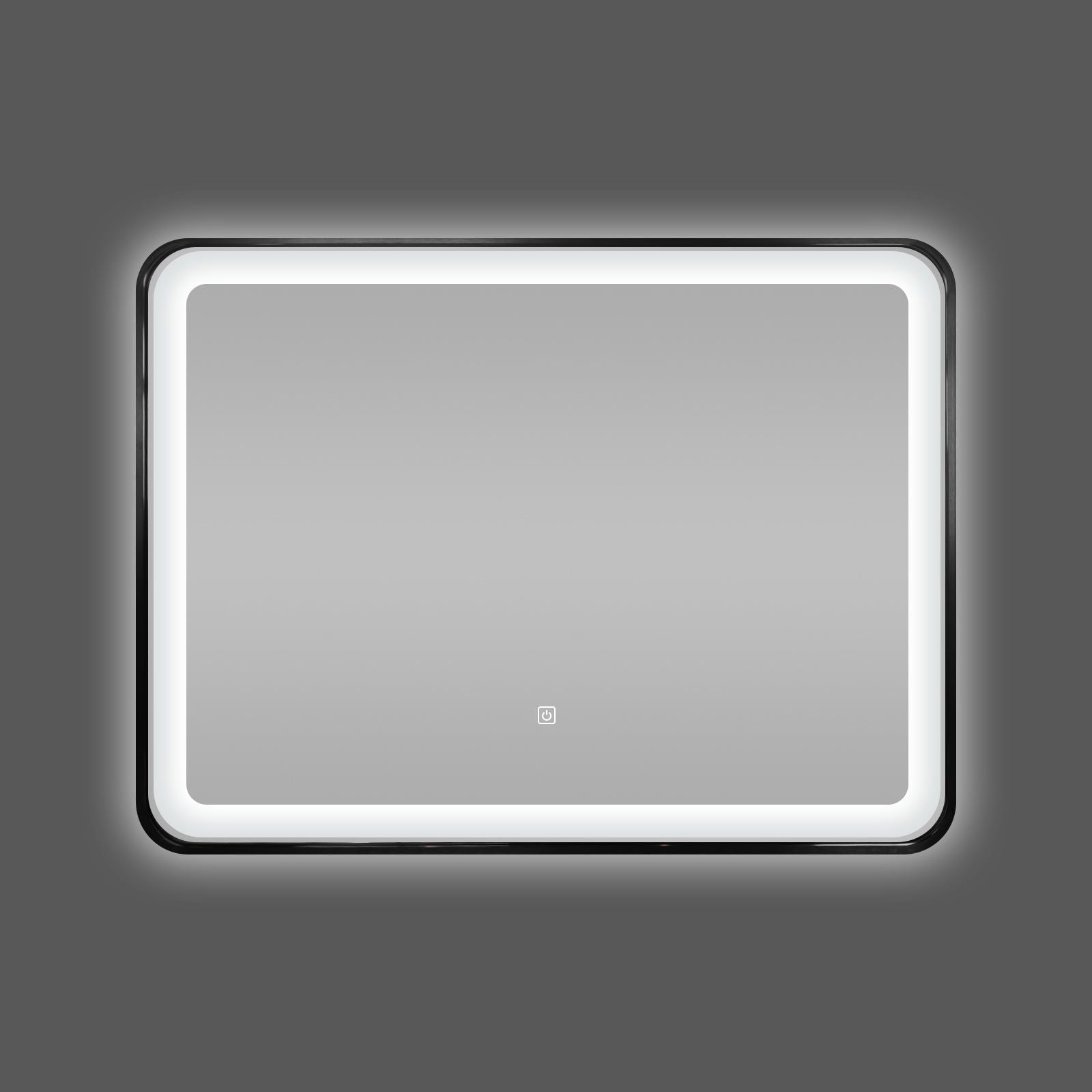Miroir LED 60x80 cm : Miroir de salle de bain lumineux 60x80 cm avec un cadre en aluminium noir épuré.