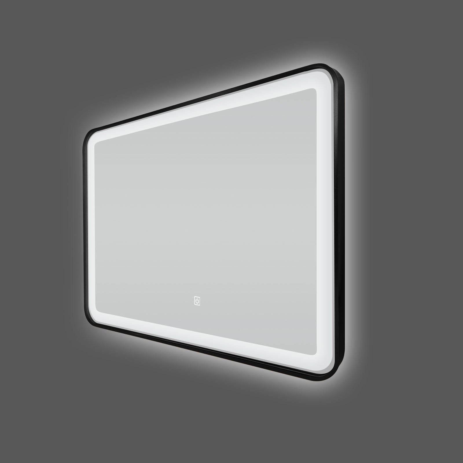 Miroir LED 60x80 cm : Miroir de salle de bain LED à cadre noir (60x80cm), éclairé pour un éclairage optimal de la salle de bain.