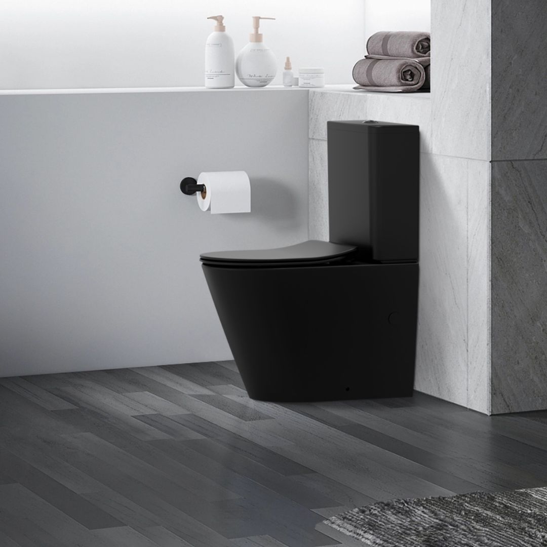 WC Noir Mat à poser : WC suspendu noir au design moderne et épuré