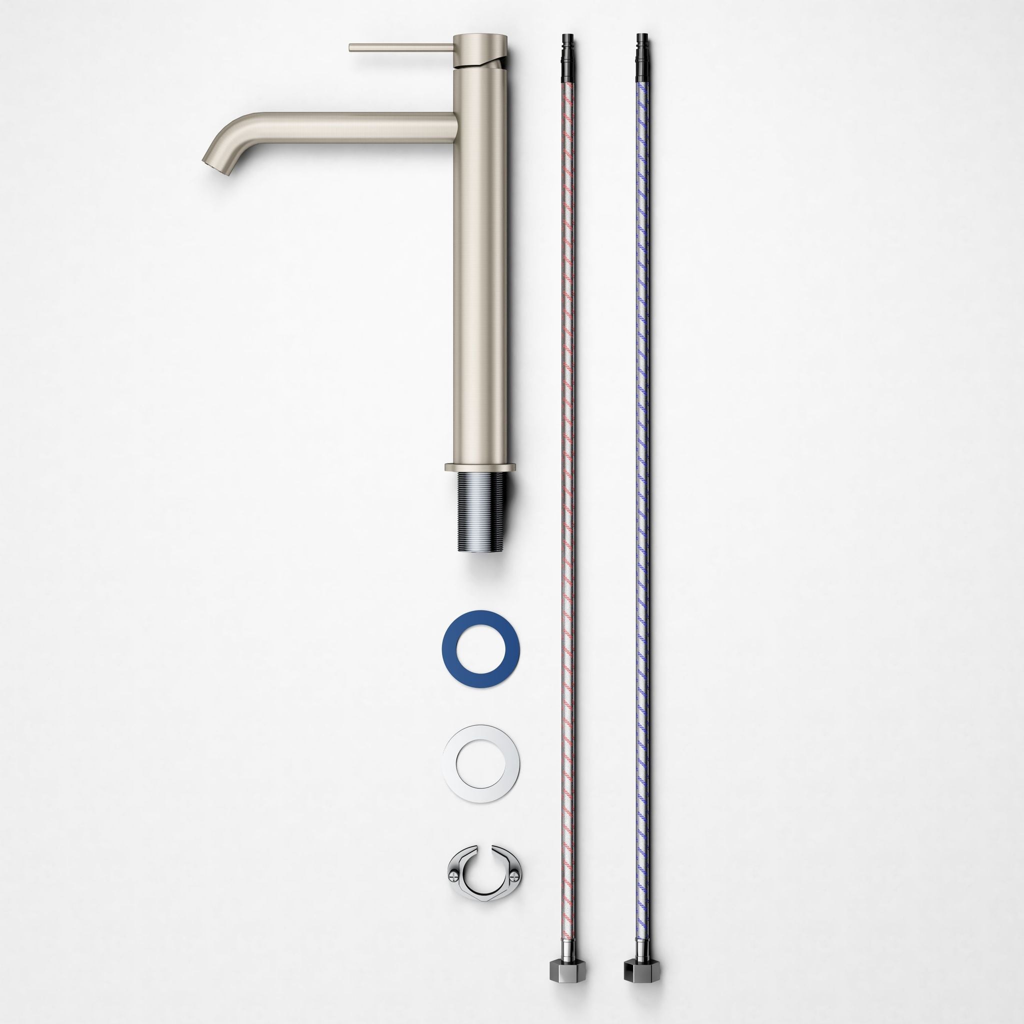 Robinet à bec haut 30 cm – Finition nickel brossé