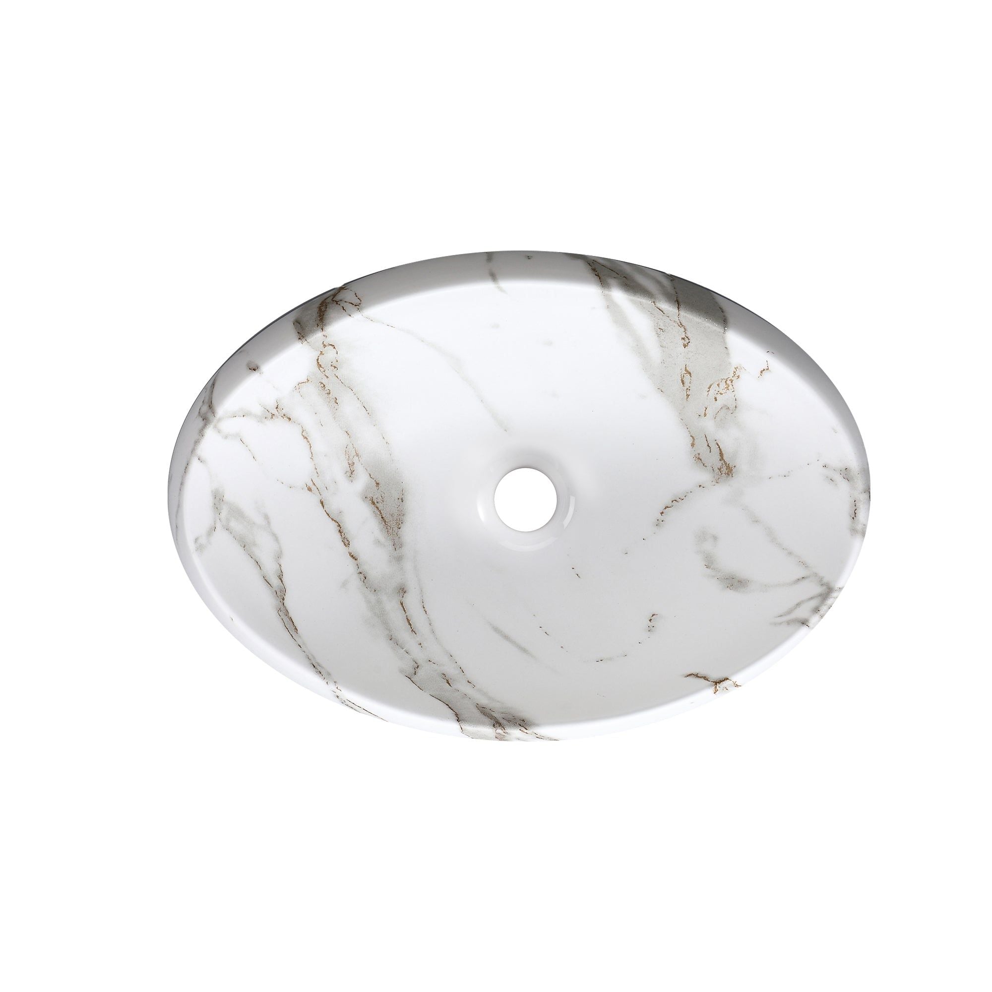 Lavabo ovale effet marbre blanc (48x35cm)