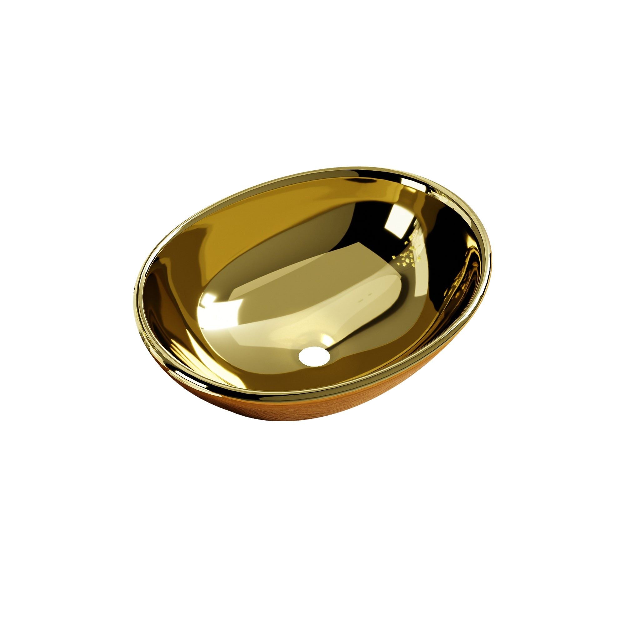 Lavabo ovale doré (41,5 x 33,5 cm) : Lavabo de salle de bain moderne avec finition dorée brillante.