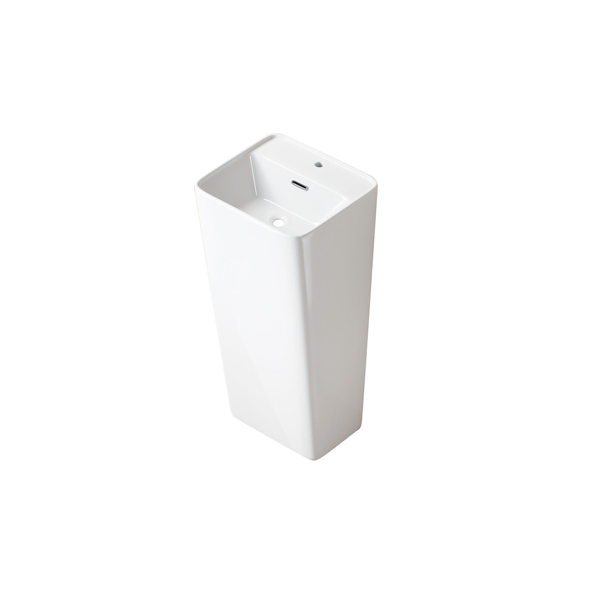 Lavabo Totem Blanc Carré : Lavabo sur pied carré blanc moderne