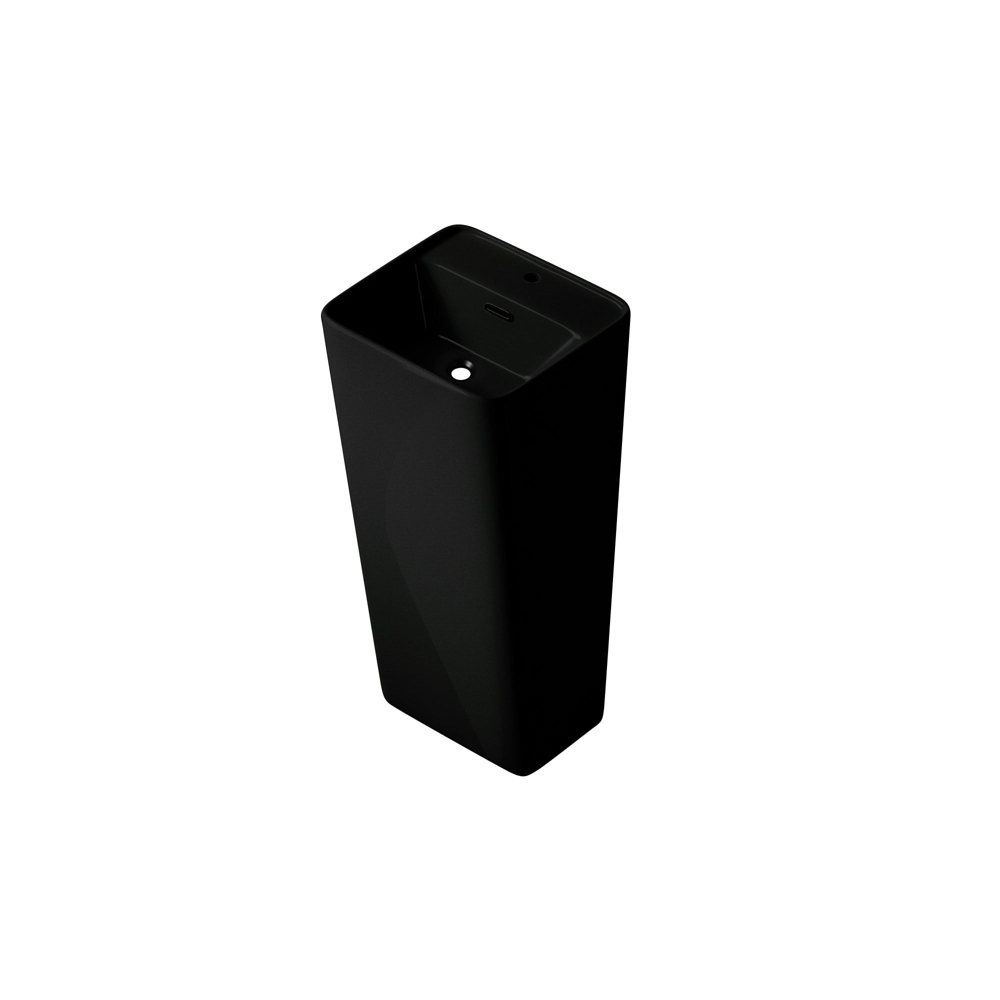 Lavabo Totem Noir Carré : Lavabo sur pied carré noir moderne pour salle de bain