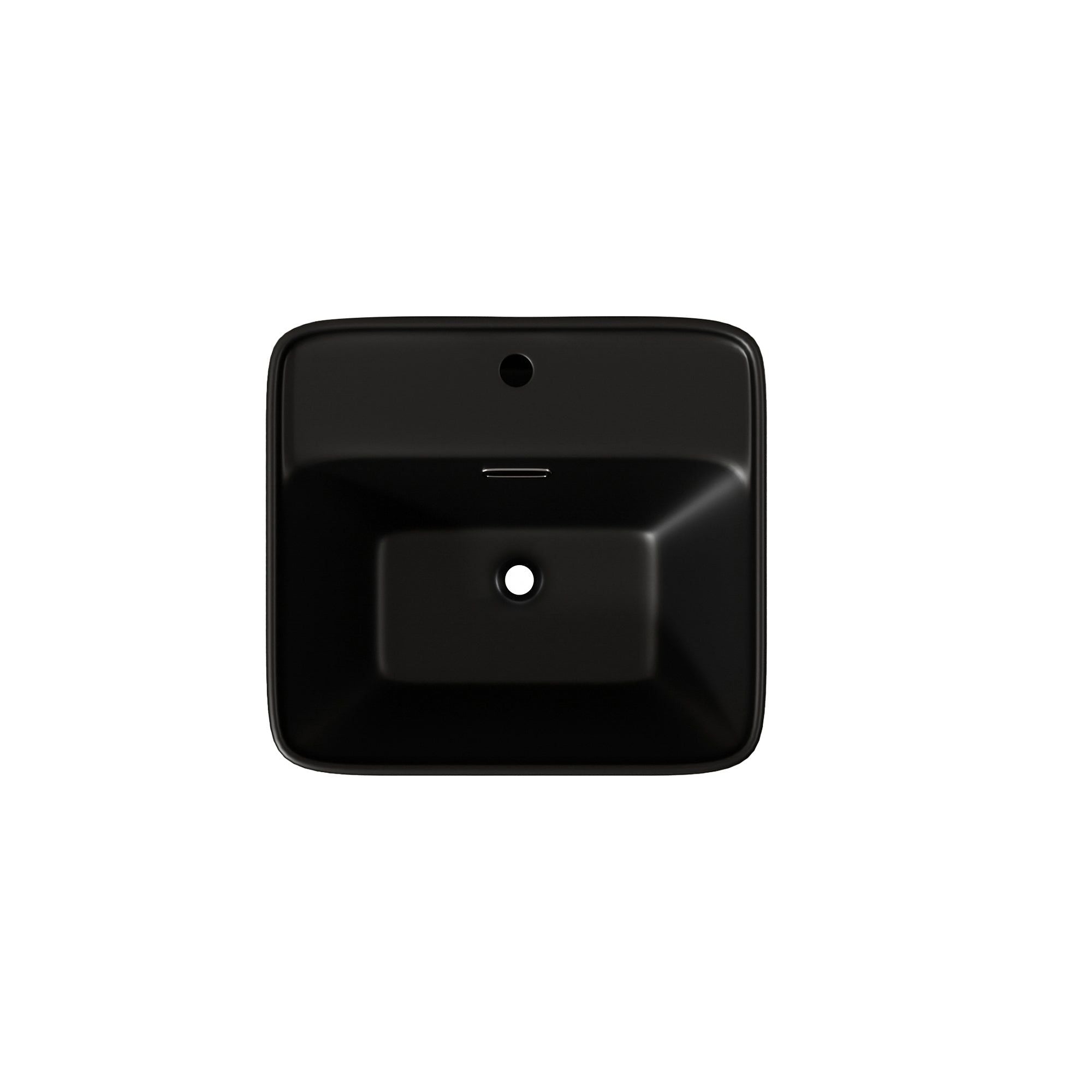 Lavabo Totem Noir Carré : Lavabo de salle de bain carré noir moderne en céramique