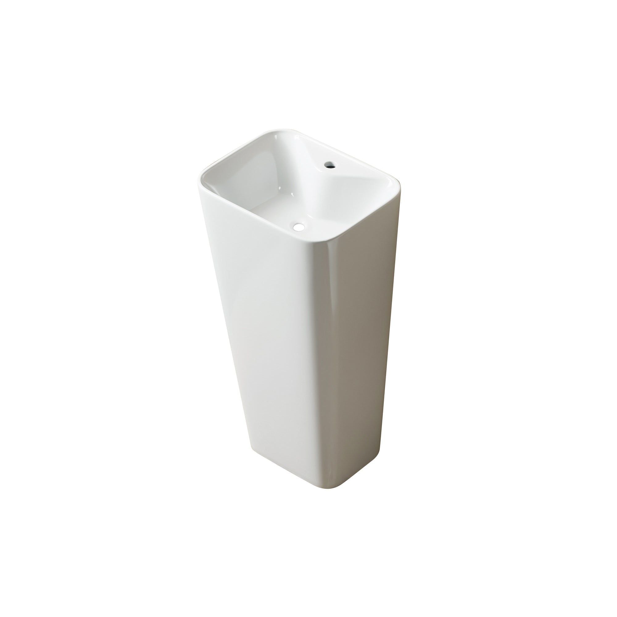 Lavabo Totem Blanc Rectangulaire et Fin: Sleek, modern rectangular white pedestal sink