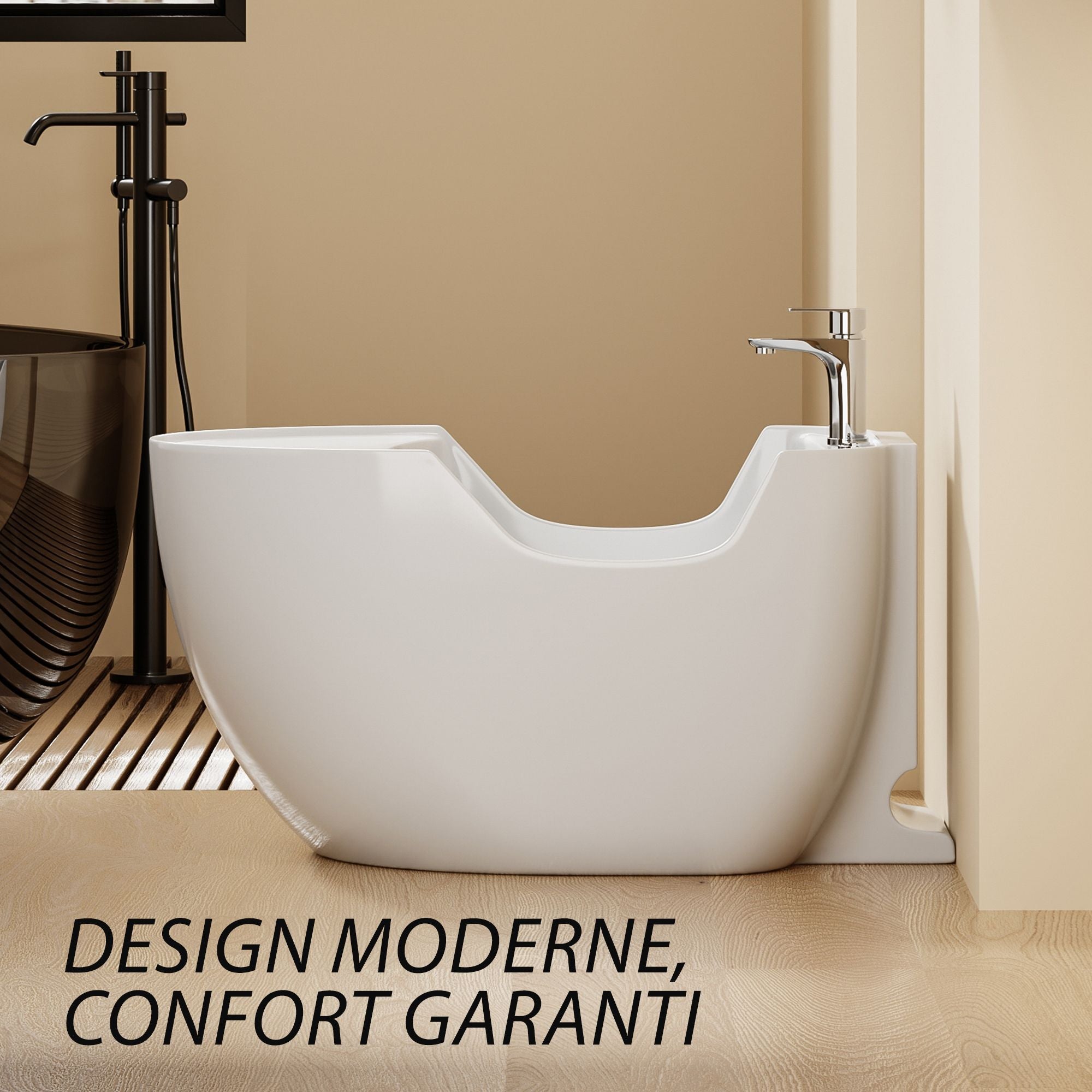 Bassin d'ablutions Medine avec assise - Design moderne, compact et polyvalent pour salle de bain. Confort garanti.