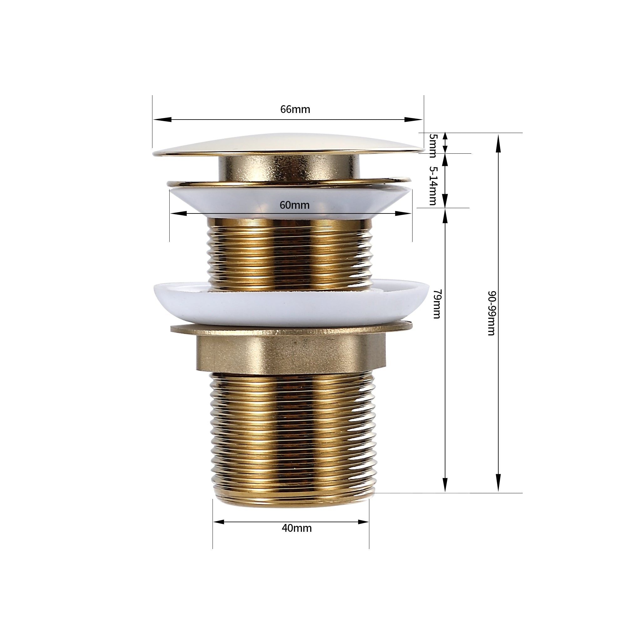 Bonde clic-clac coloris ou : Bonde de lavabo clic-clac couleur or avec dessus de 60 mm et base de 40 mm