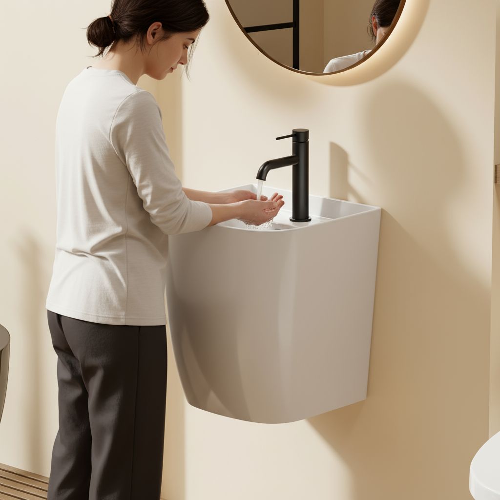 Lavabo mural blanc (38 × 40 × 45 cm)