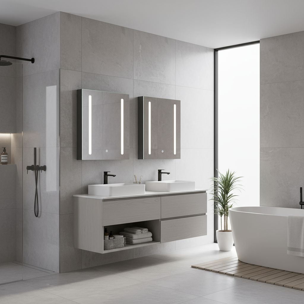 Armoire de salle de bain à miroir LED 55 x 15 x 65cm