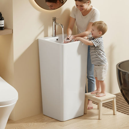 Lavabo Totem Blanc Carré H83