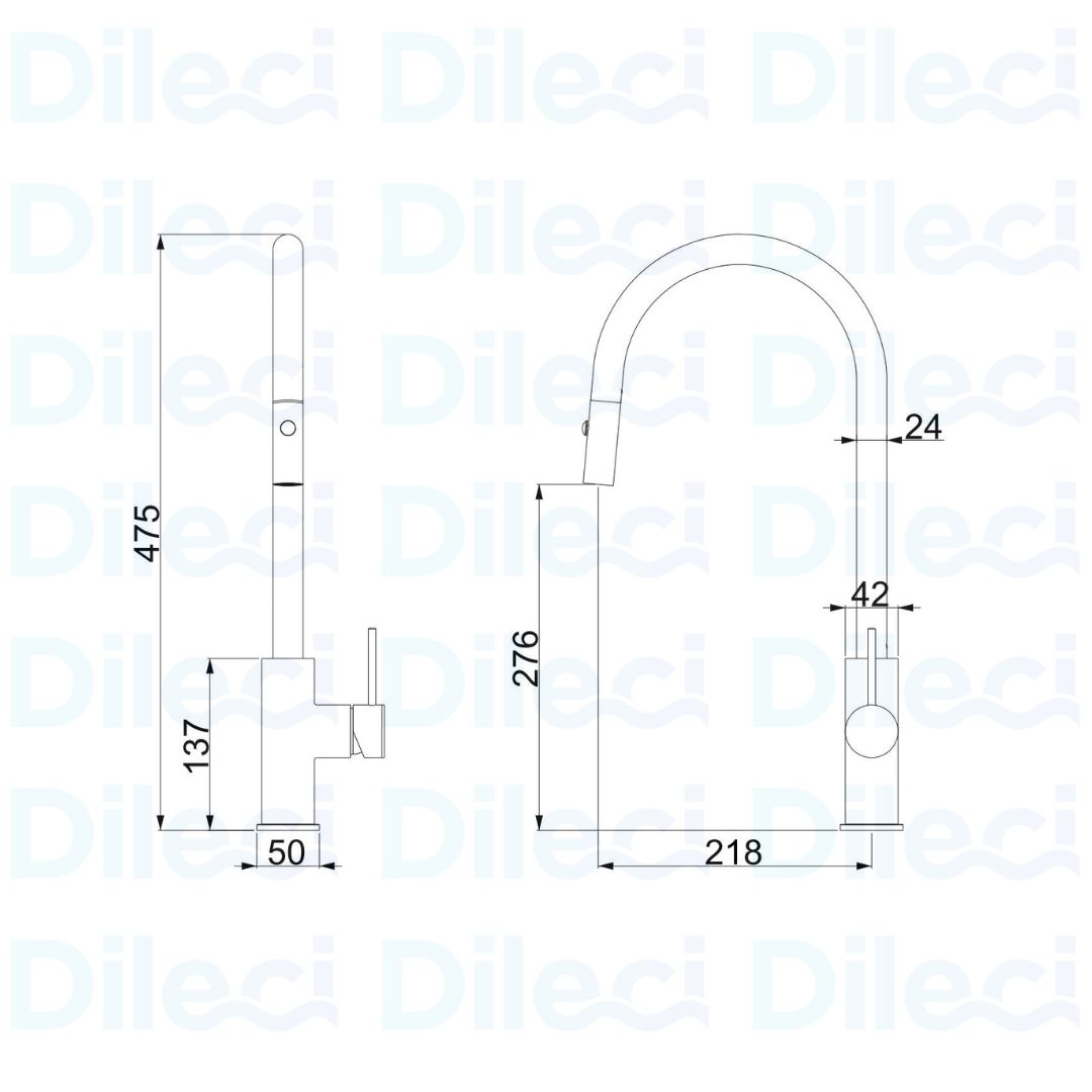 Robinet de cuisine couleur noir mat : Robinet de cuisine noir mat avec bec à arc élevé et poignée à levier unique.