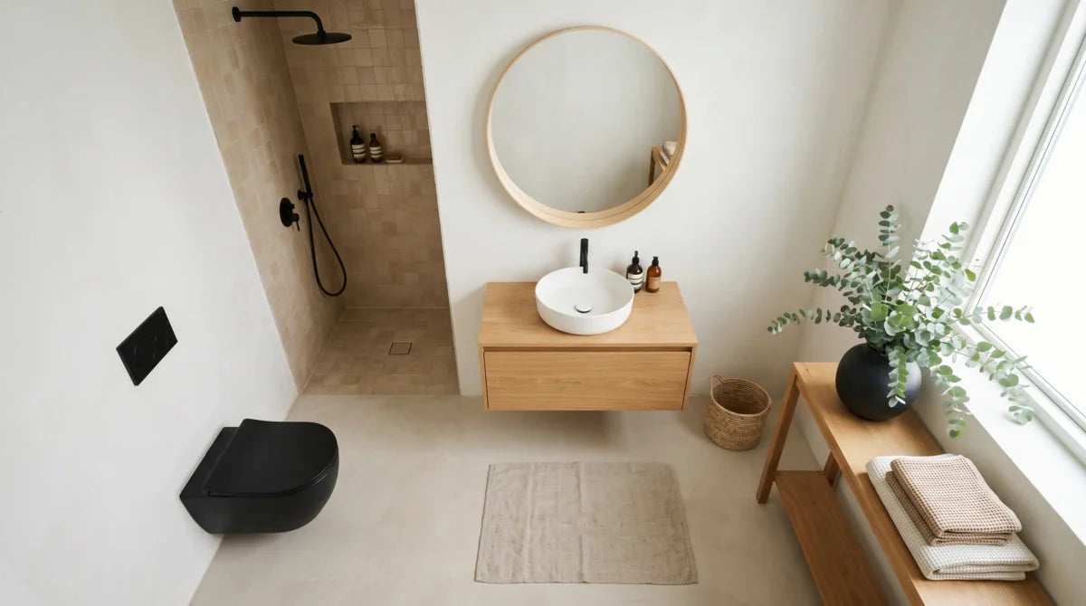 La salle de bain japandi, ou comment marier sobriété japonaise et chaleur scandinave