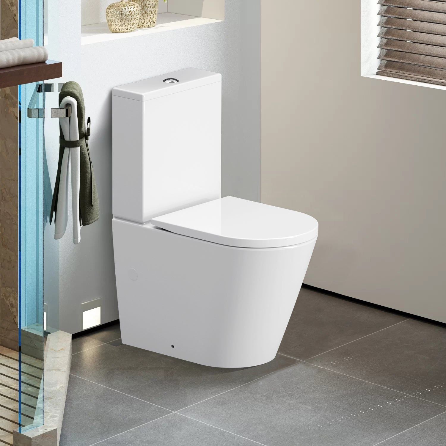 WC Blanc à poser : WC suspendu blanc moderne au design épuré et peu encombrant.
