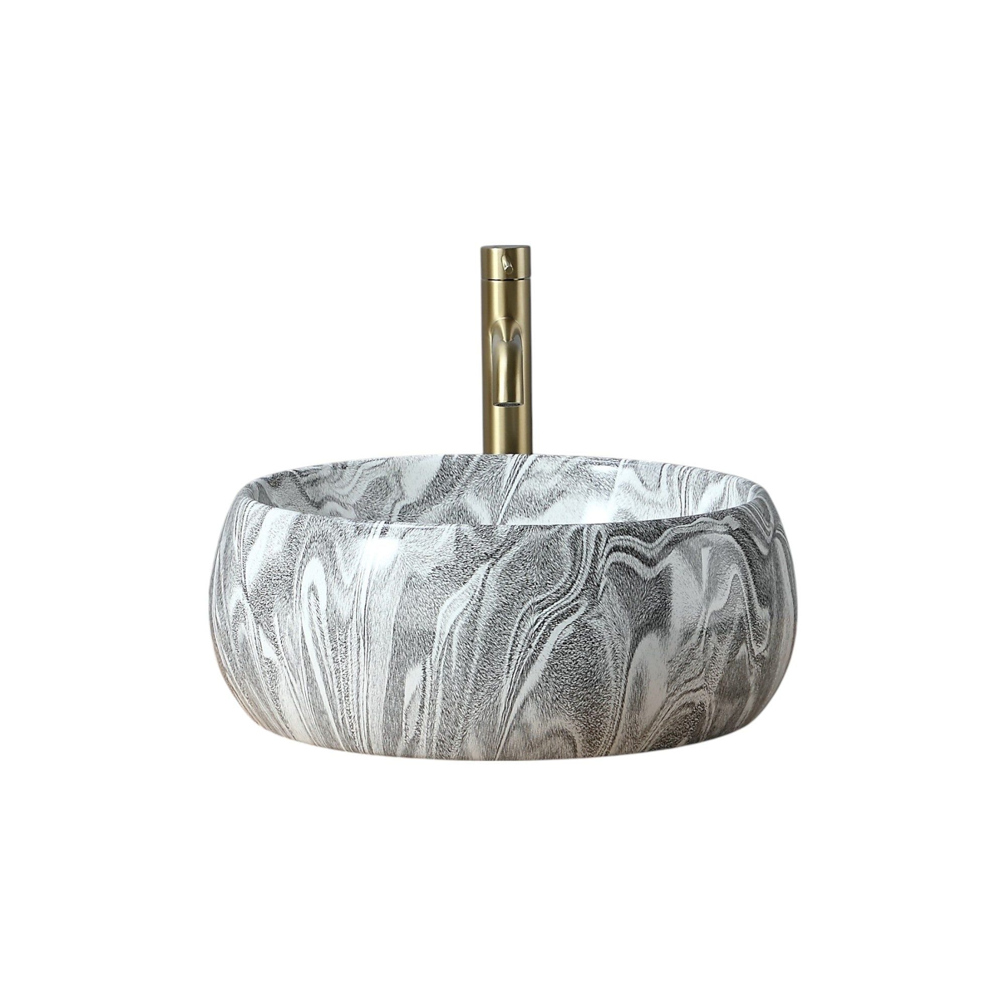 Vasque en céramique grise à rayures zébrées, diamètre 40 cm