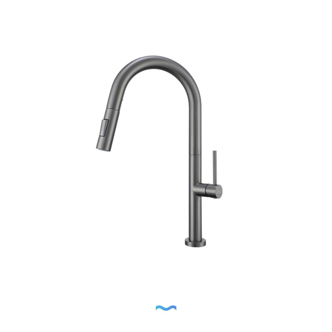 Metallic gray pull-down kitchen faucet, Robinet de cuisine avec Douchette Extractible gris metallique