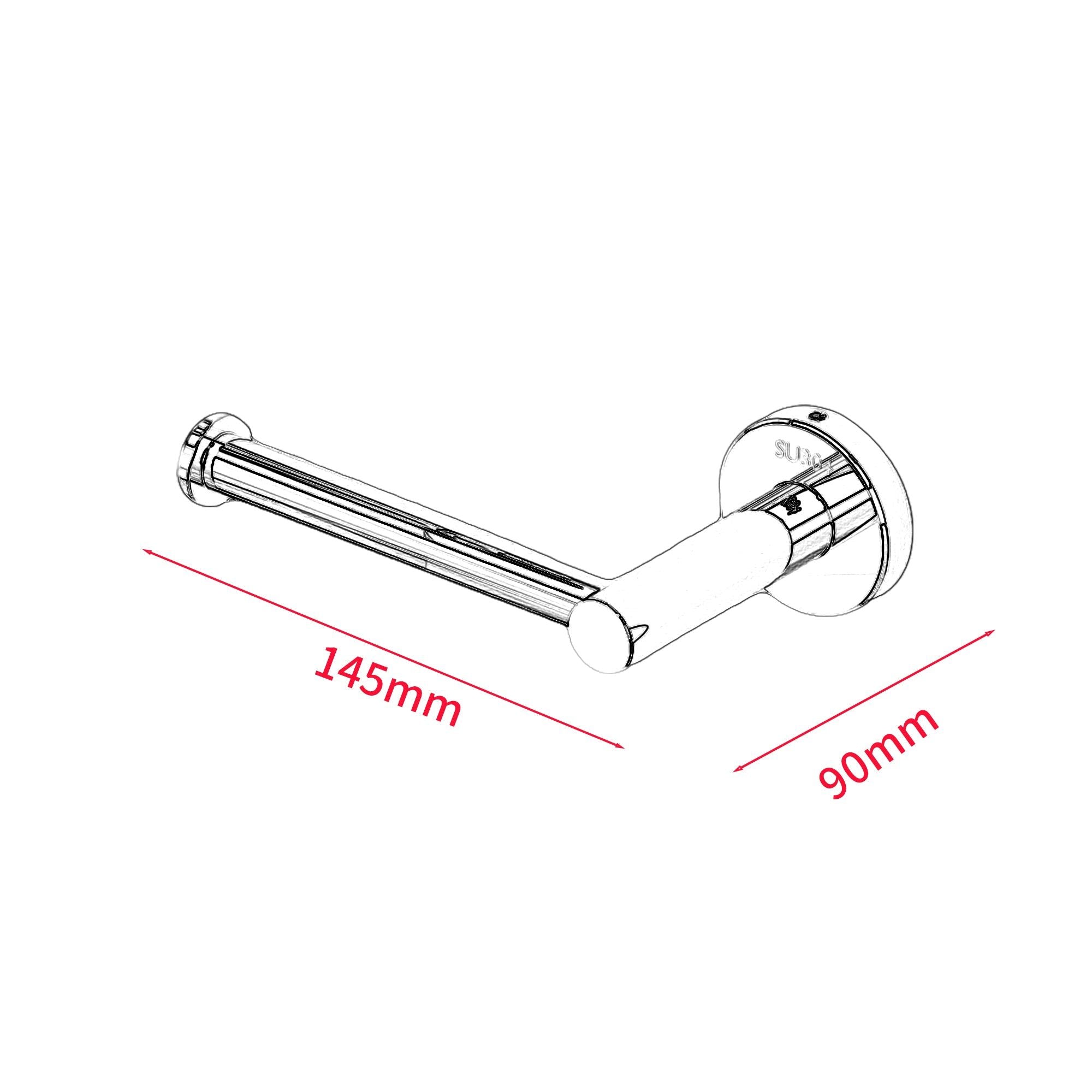 Porte-rouleau papier toilette mural en acier inoxydable, finition chromée brillante, 145mm