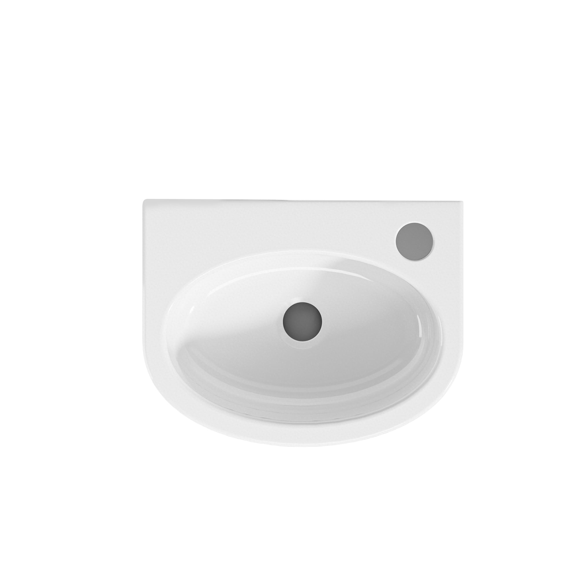 Vasque lave-mains murale sortie droite petit format en céramique blanc (30*23cm)