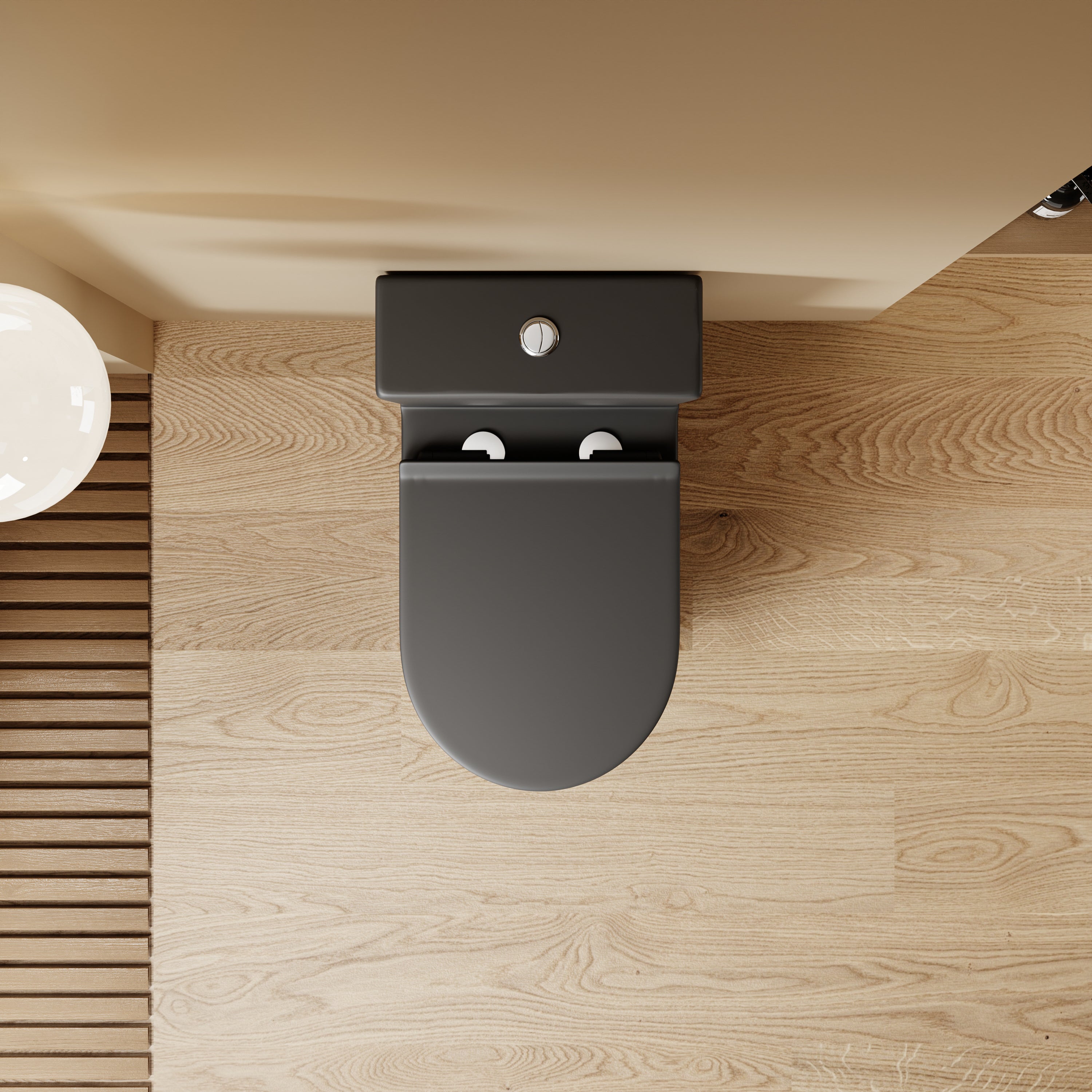 WC à poser sans bride sortie horizontale (63x38x82cm) - Design arrondie noir CESAR