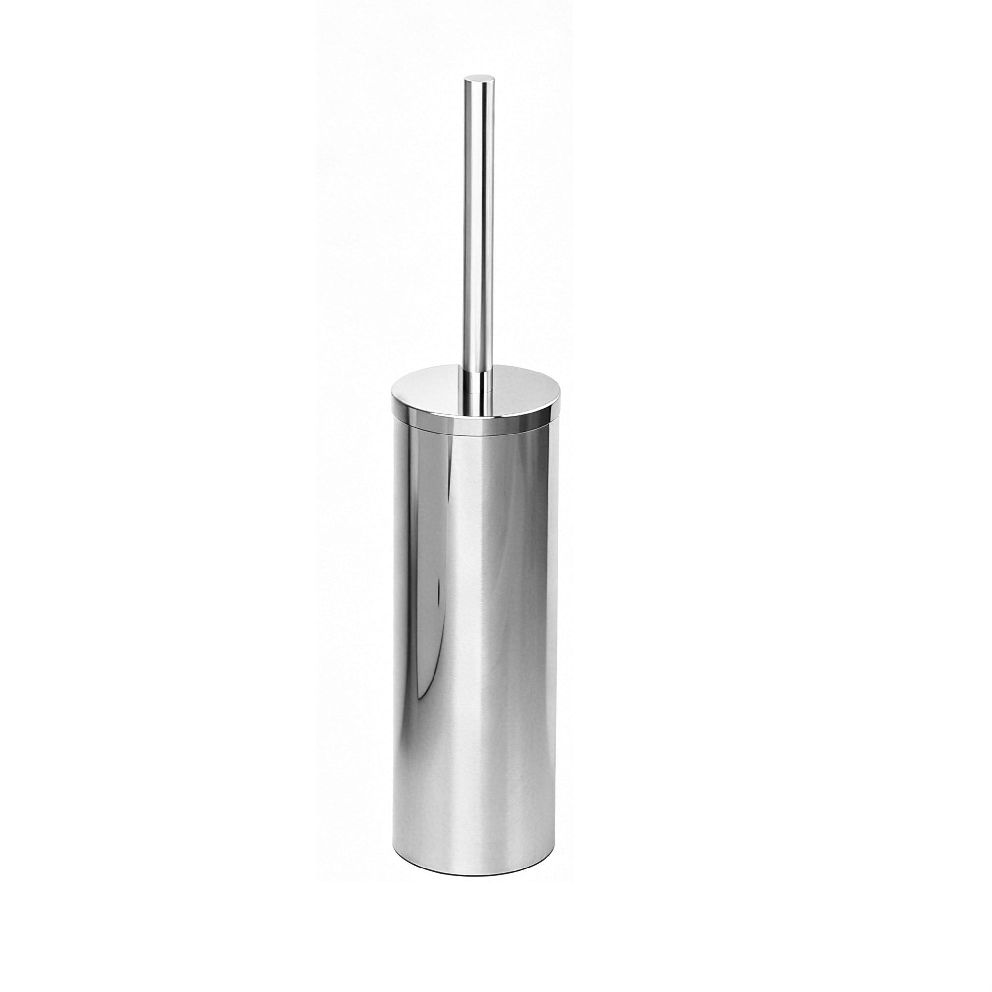 Brosse WC ronde en acier inoxydable avec couvercle, finition chrome