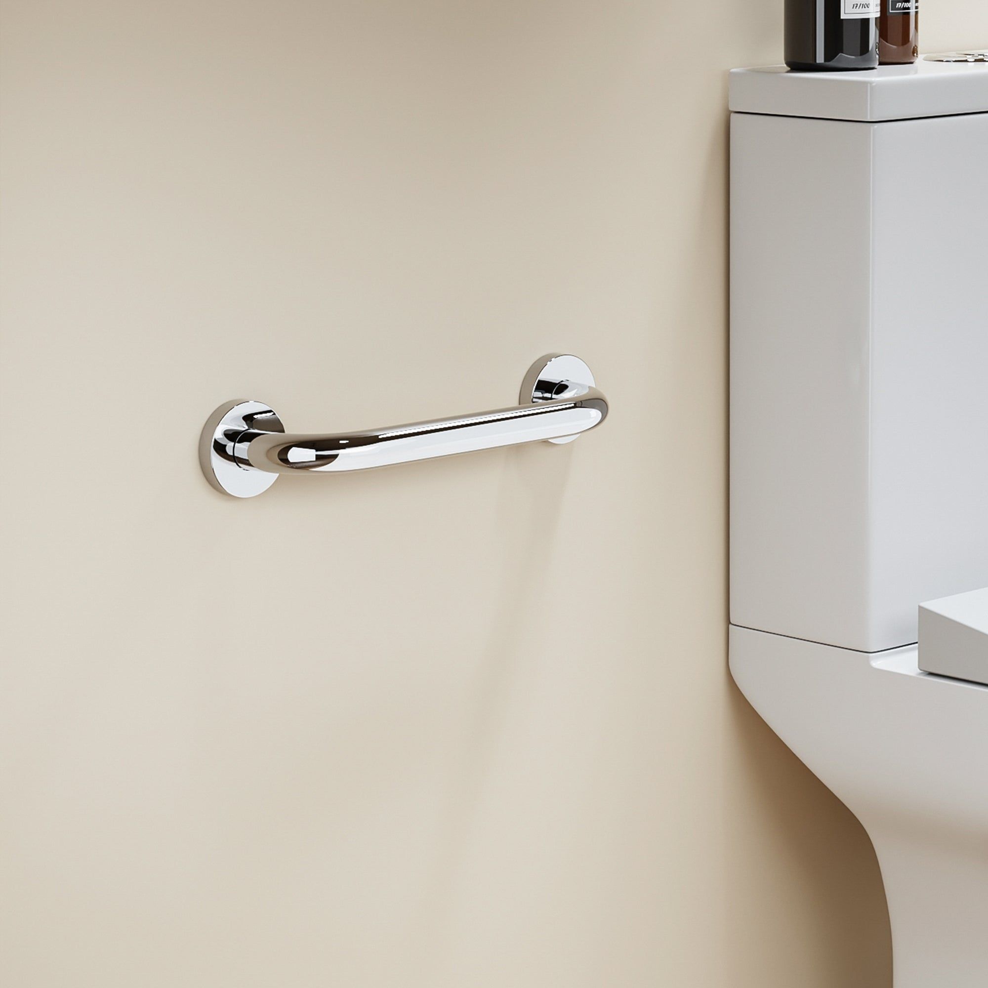 Barre d’appui murale en acier inoxydable 19 cm, finition chromée, pour salle de bain