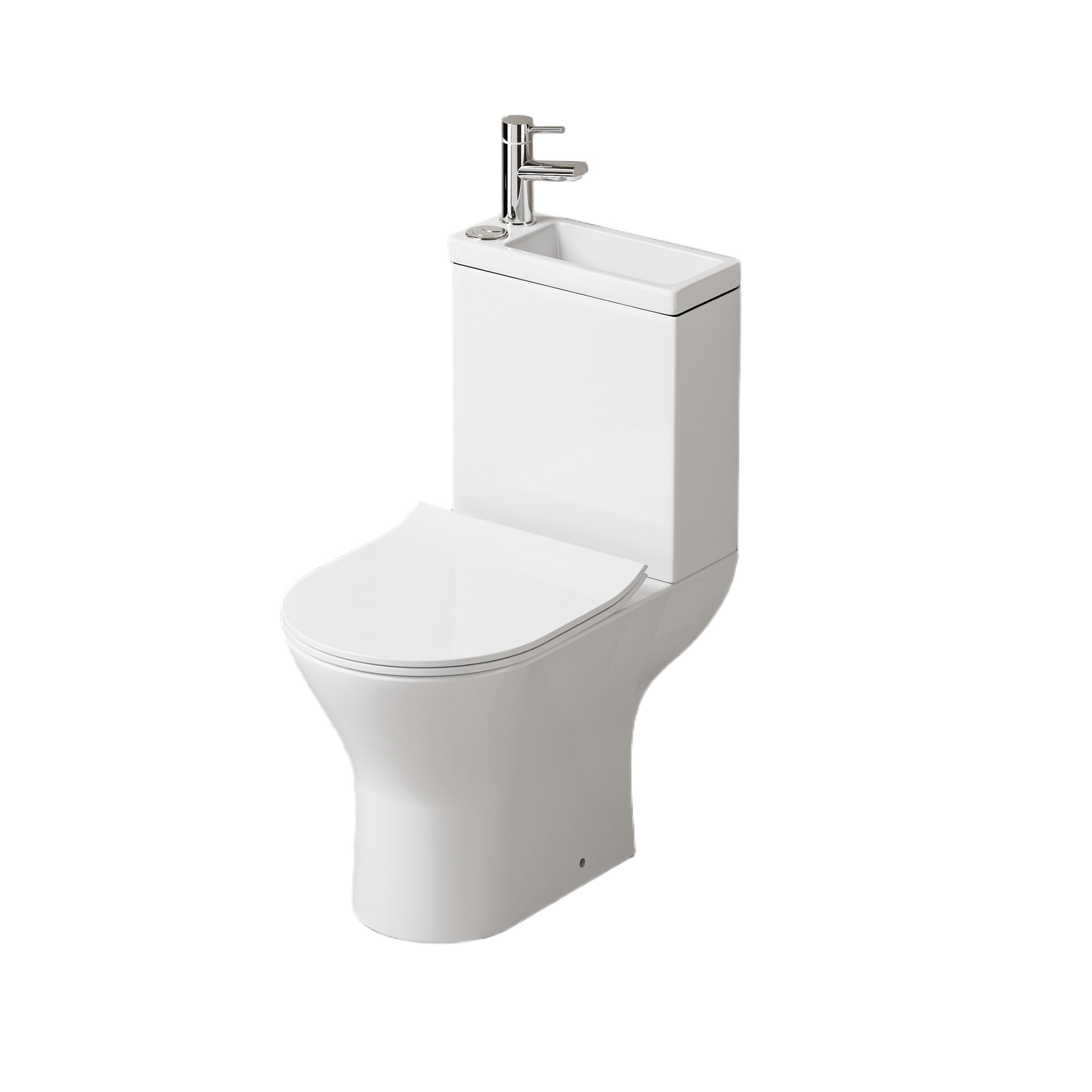 WC à poser avec lave-mains intégré 2-en-1 sans bride sortie horizontale