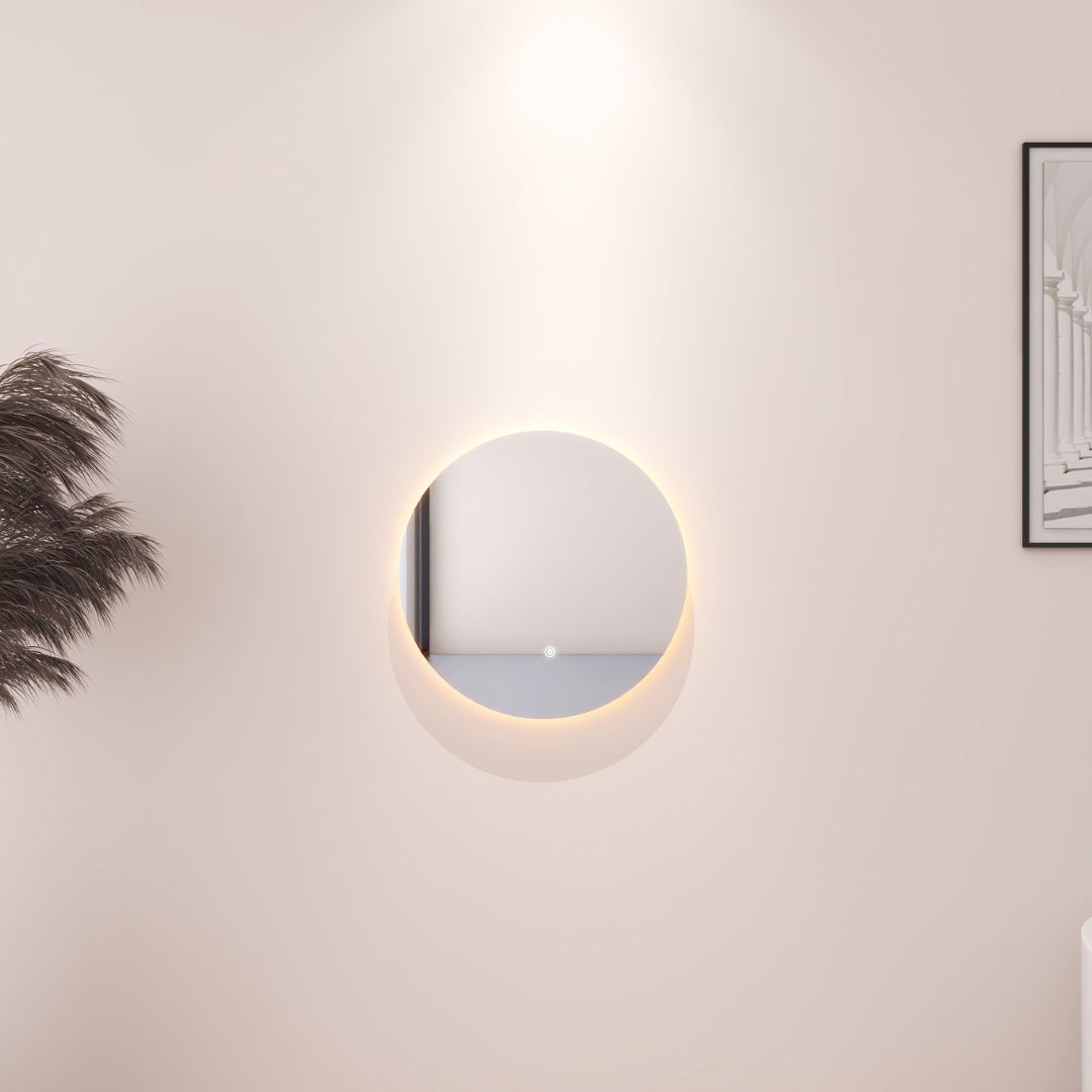 Miroir Infinity LED rond ⌀50cm : Miroir de salle de bain rond 50cm éclairé par LED au design moderne.